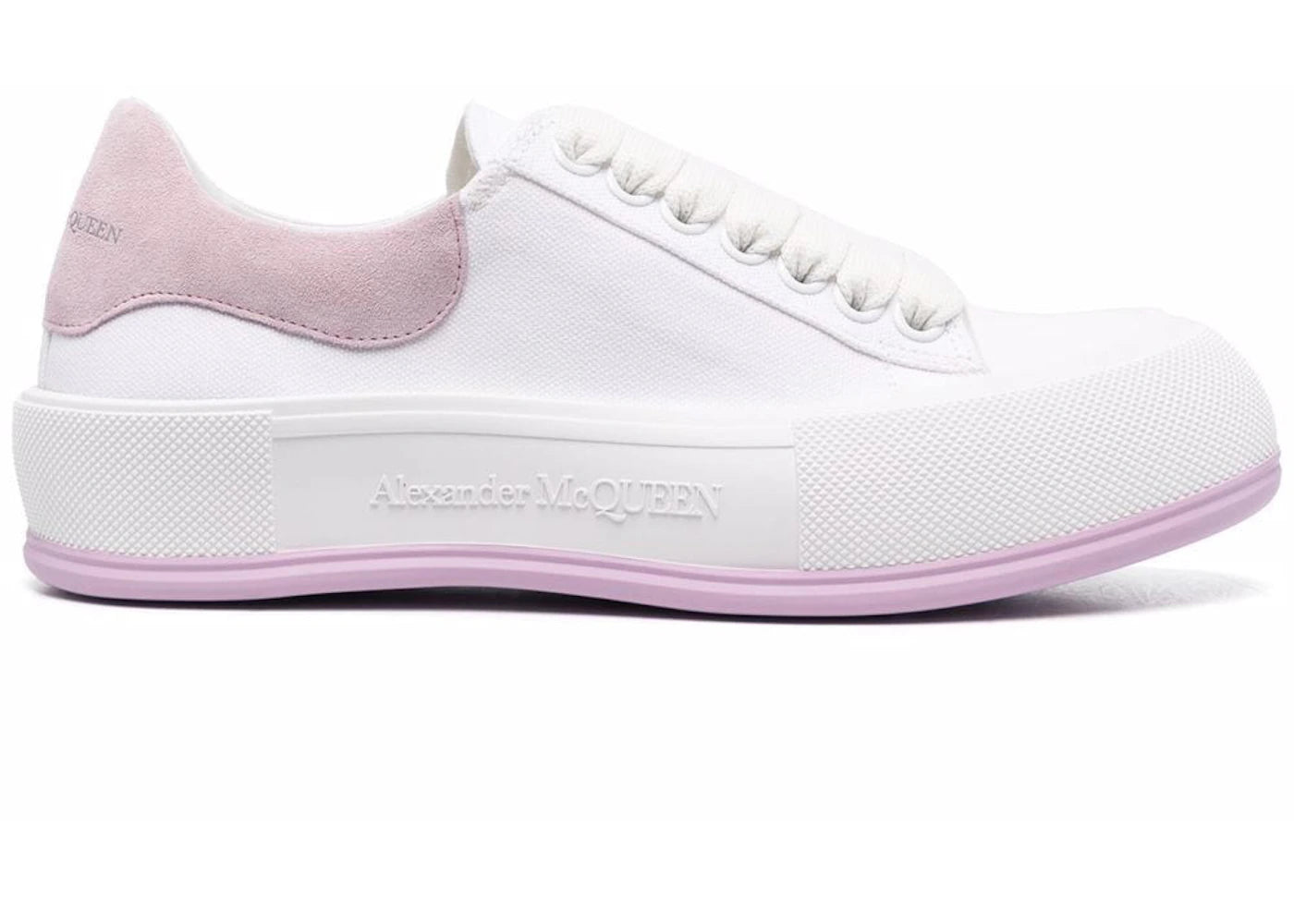 alexander mcqueen deck skate plimsoll lace-up white pink (women's)