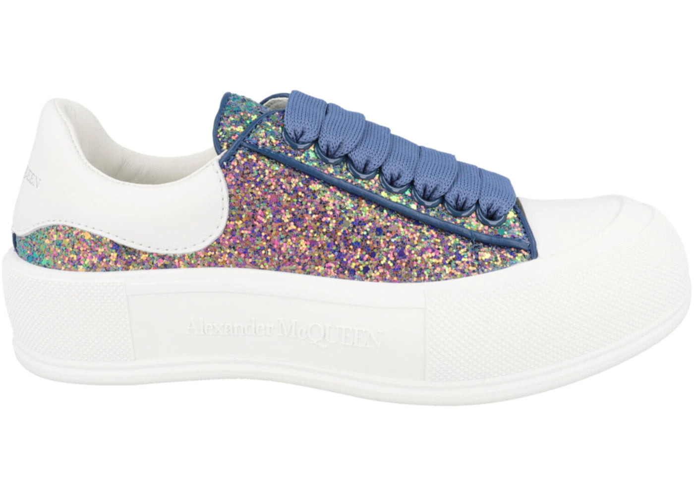 Alexander Mcqueen Glitter Low-Top Sneakers Petrol Blue White (Women'S)