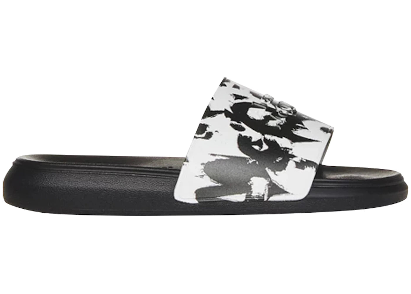 alexander mcqueen graffiti pool slide black white