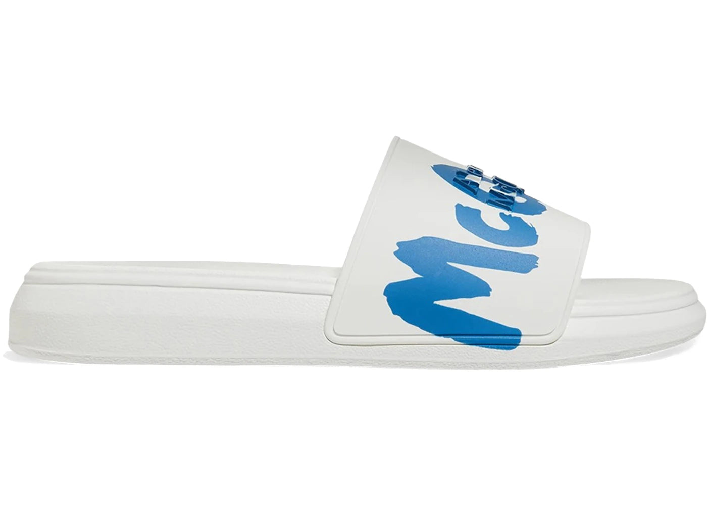 Alexander Mcqueen Grafitti Logo Slide White Lake Blue