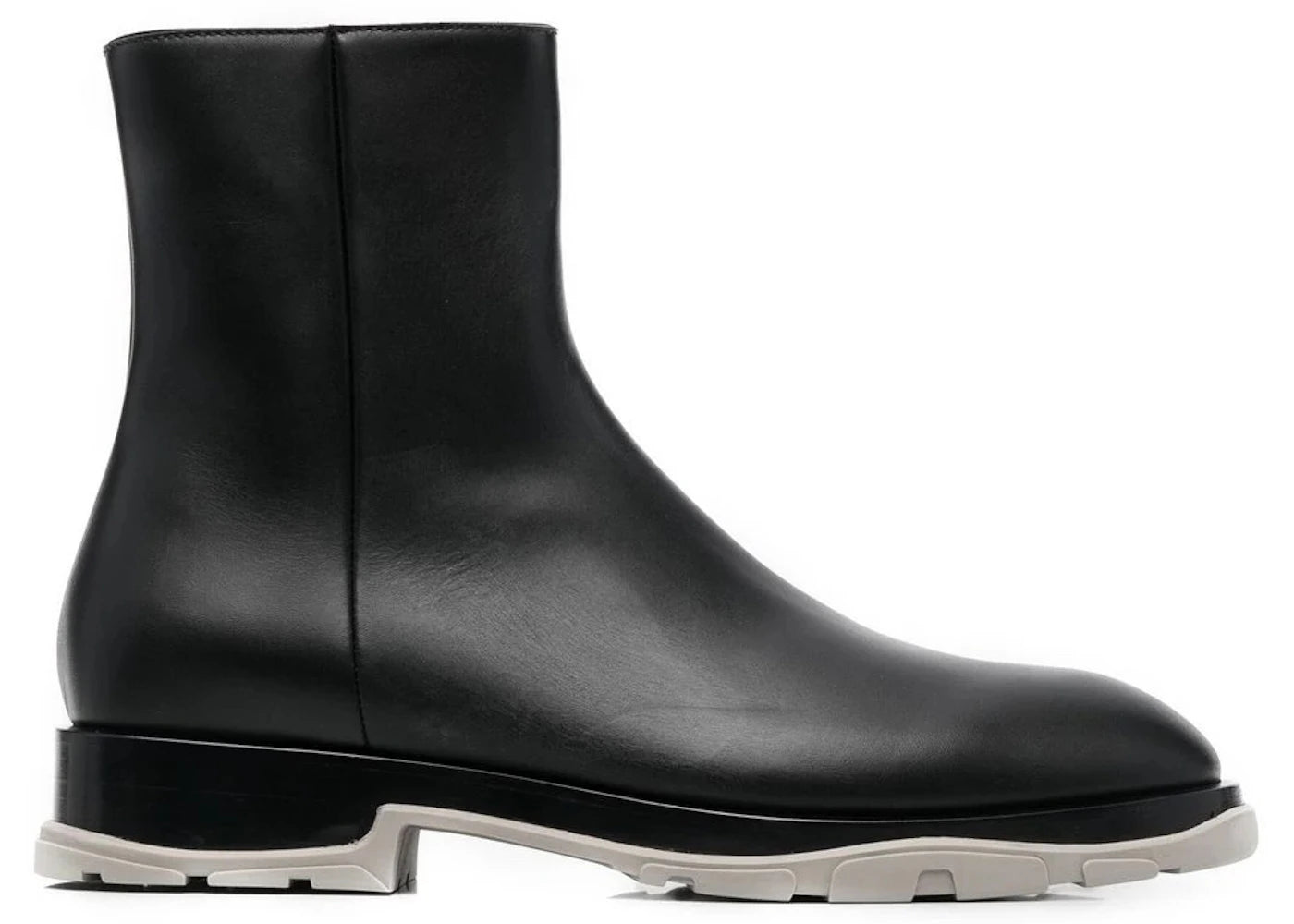 alexander mcqueen half leather boot black grey