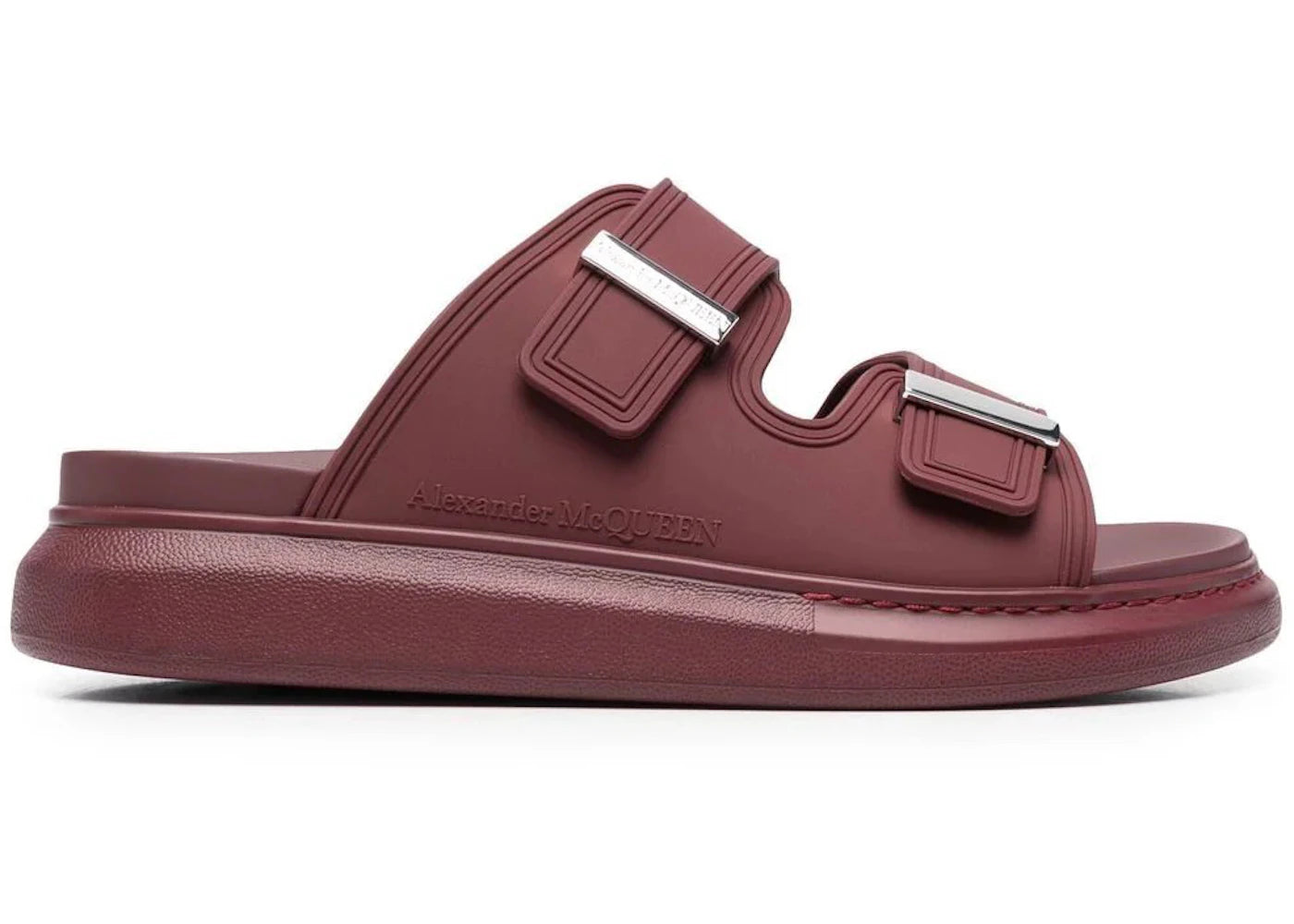 alexander mcqueen hybrid buckled rubber sandal burgundy