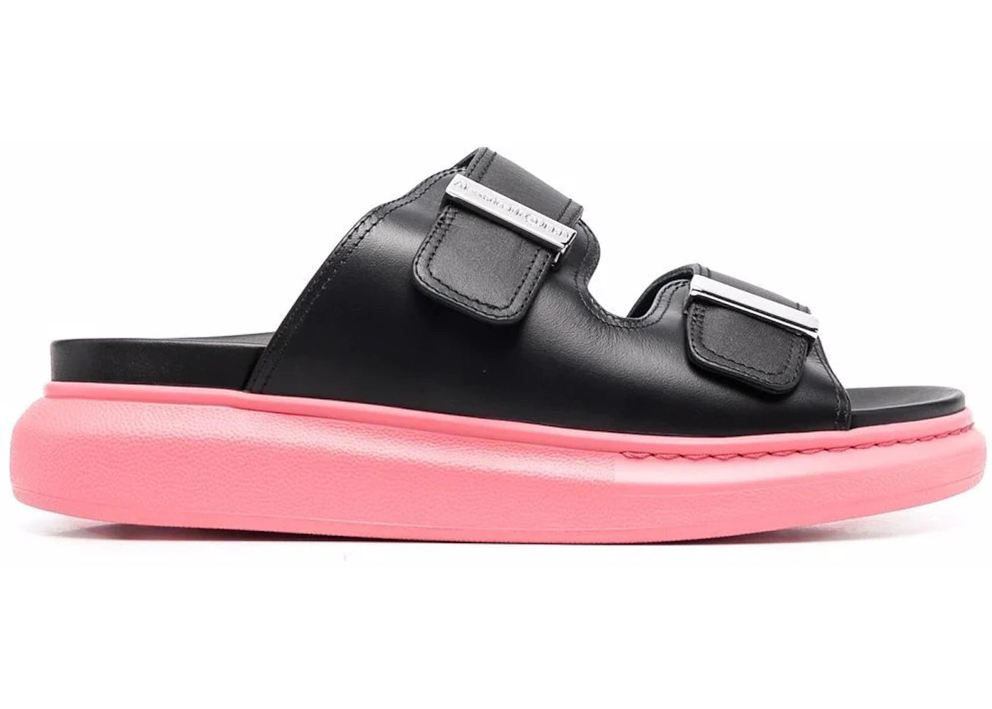 alexander mcqueen hybrid buckled rubber sandals black pink (women's)