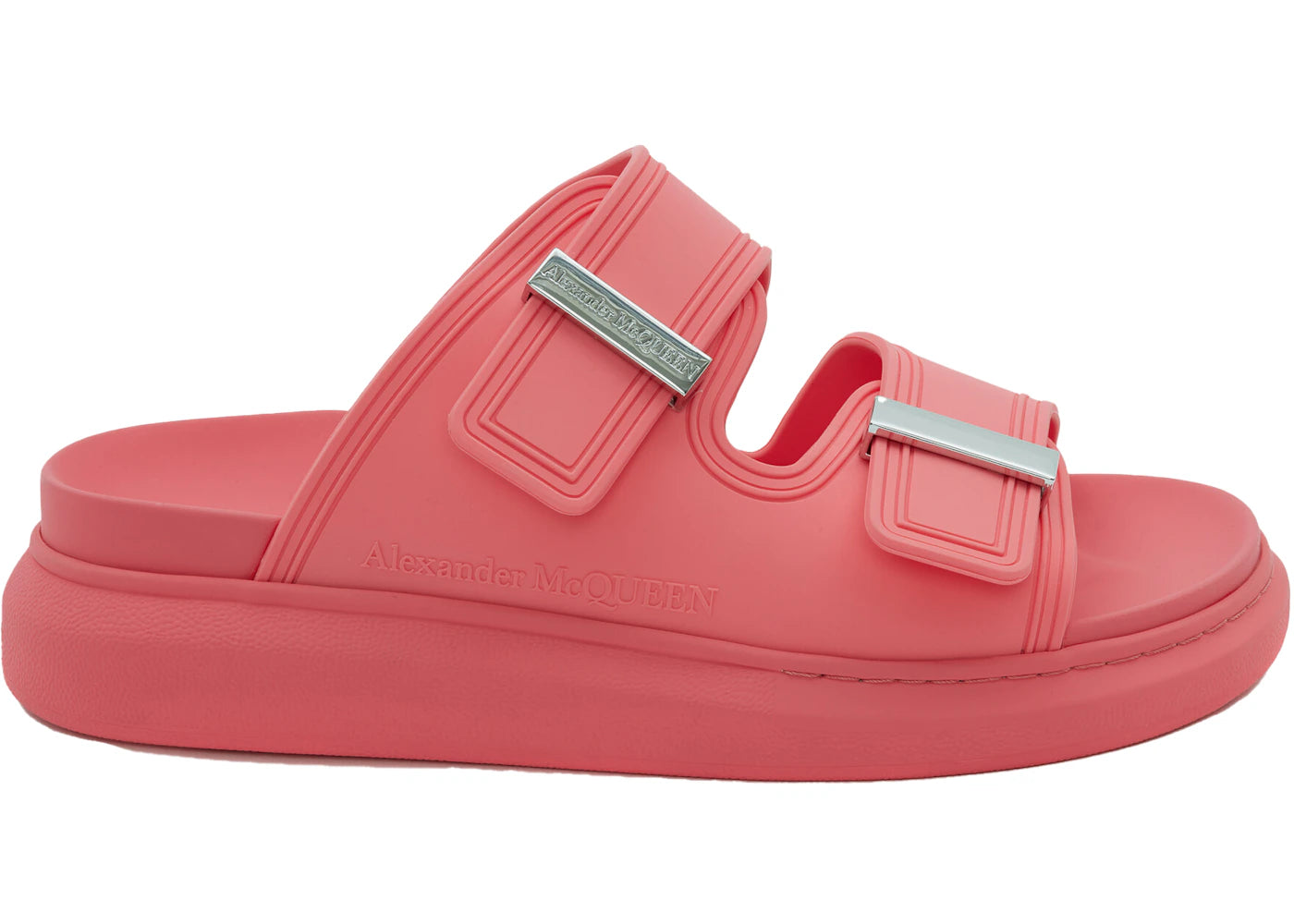 alexander mcqueen hybrid buckled rubber sandals coral (women's)