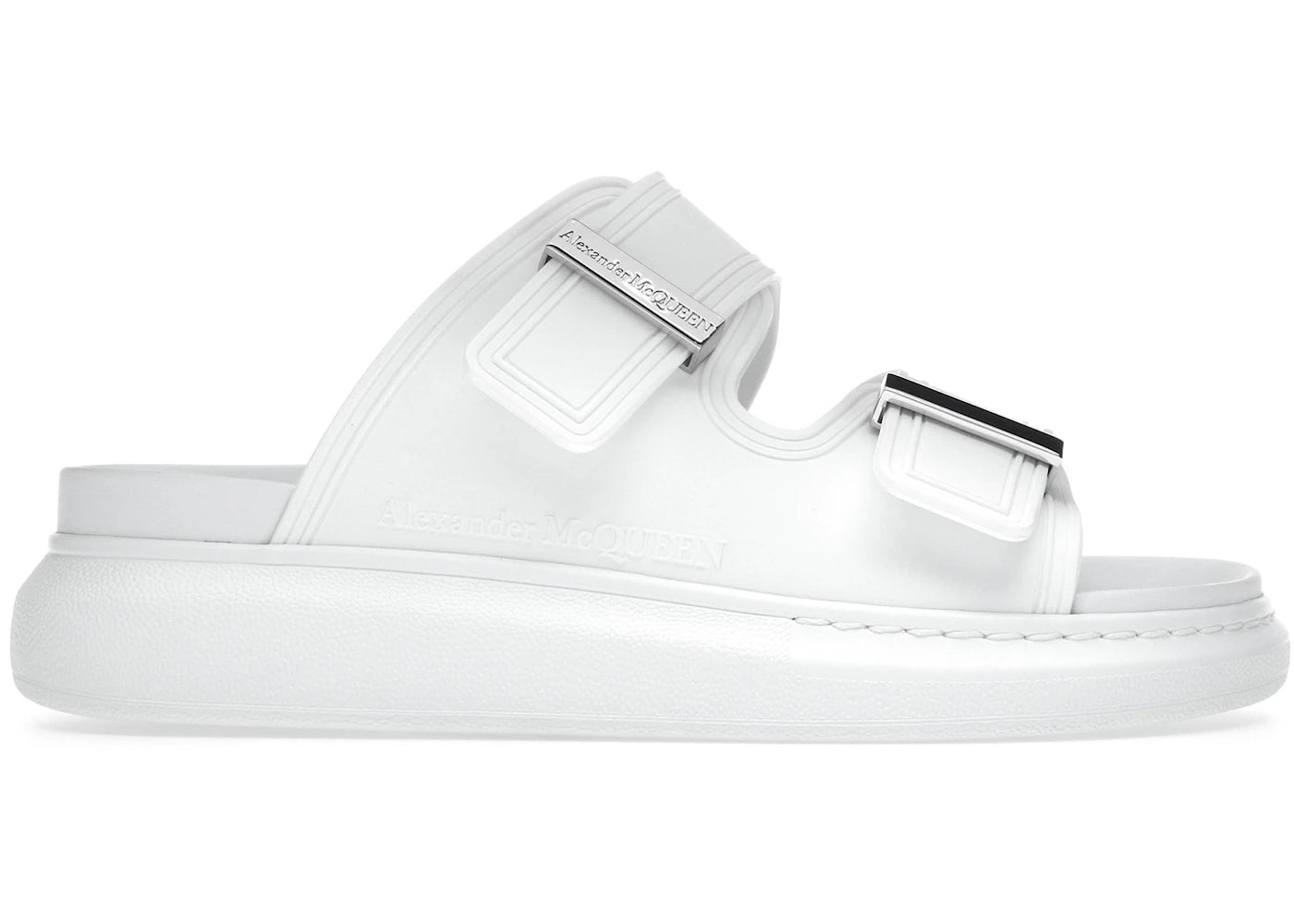 alexander mcqueen hybrid buckled rubber sandals white (women's)