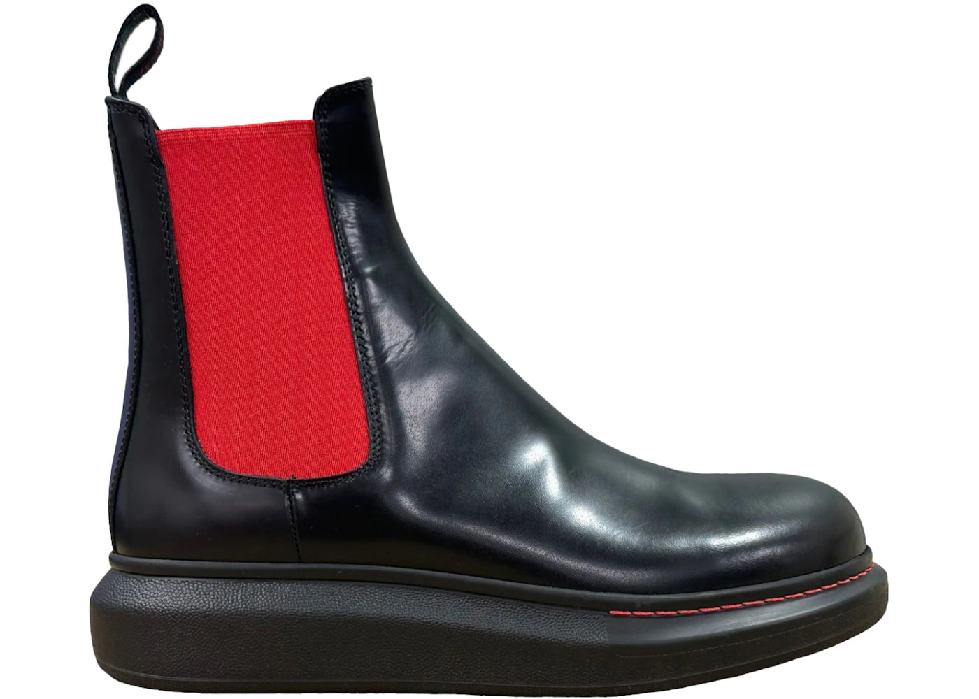 alexander mcqueen hybrid chelsea boot black red
