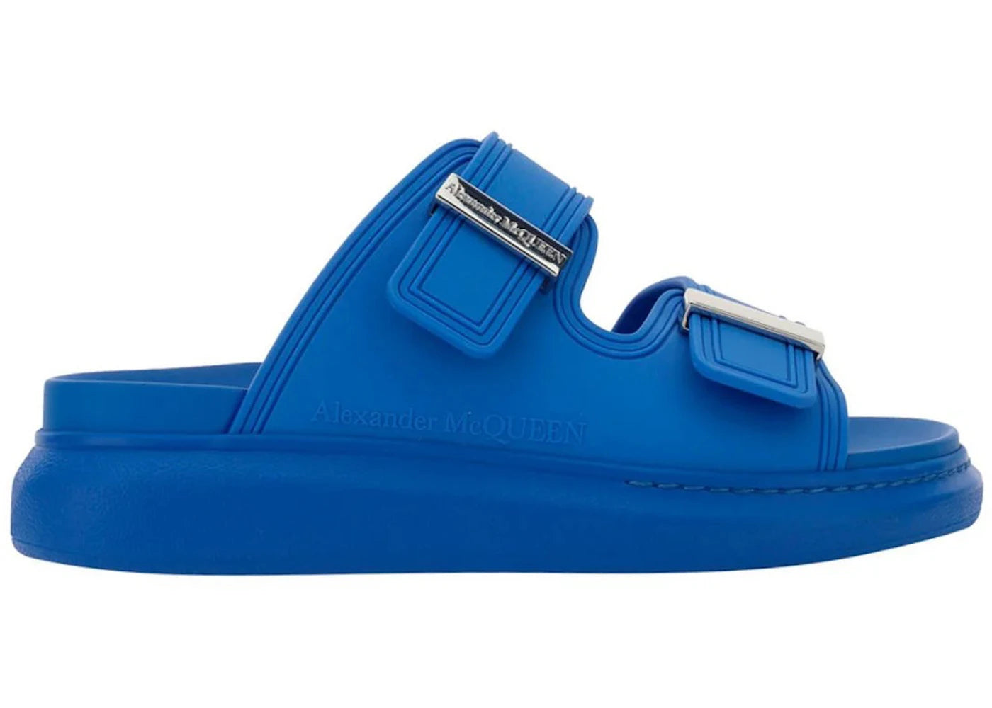 alexander mcqueen hybrid double buckle sandal blue (women's)