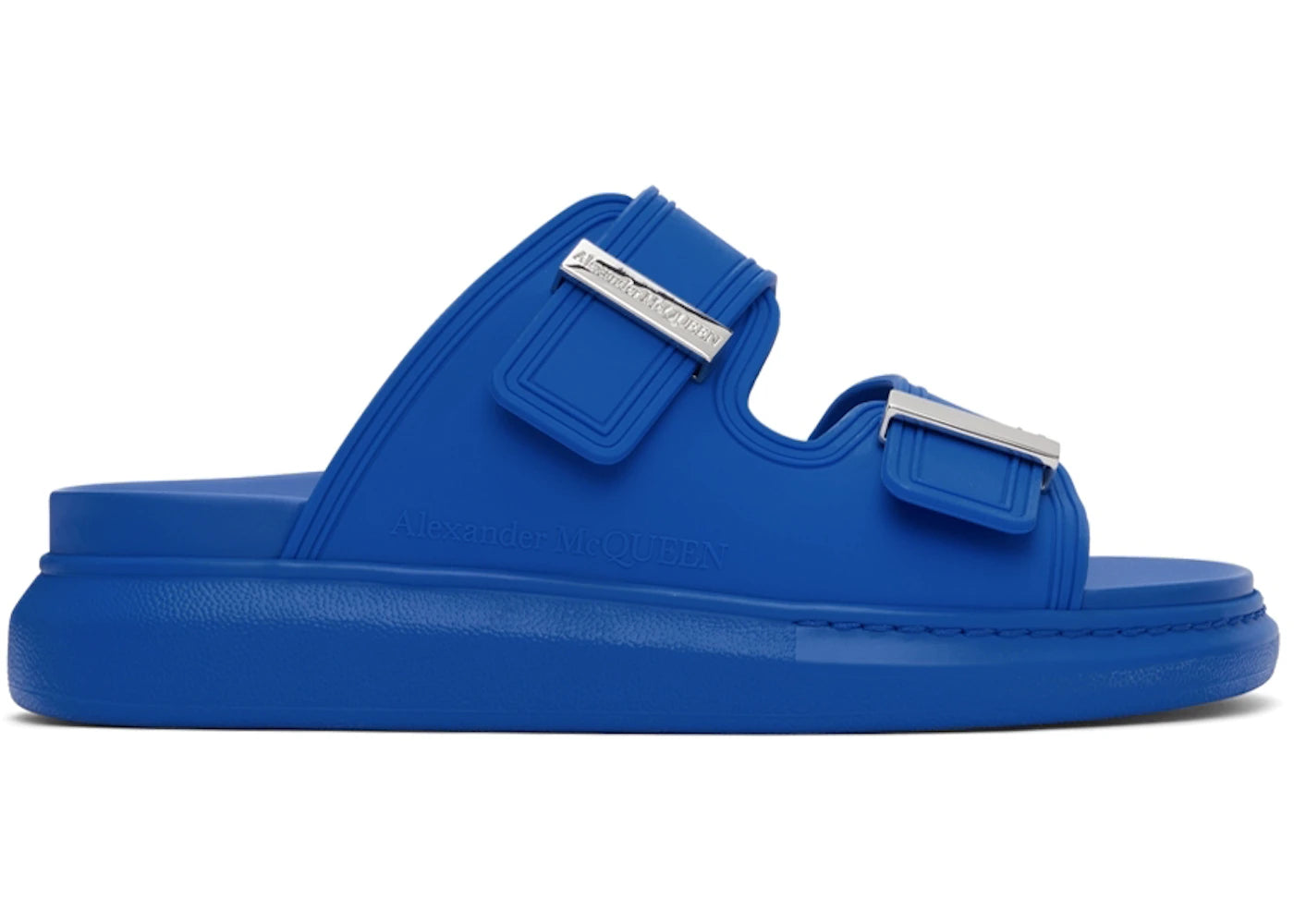 alexander mcqueen hybrid double buckle sandal blue