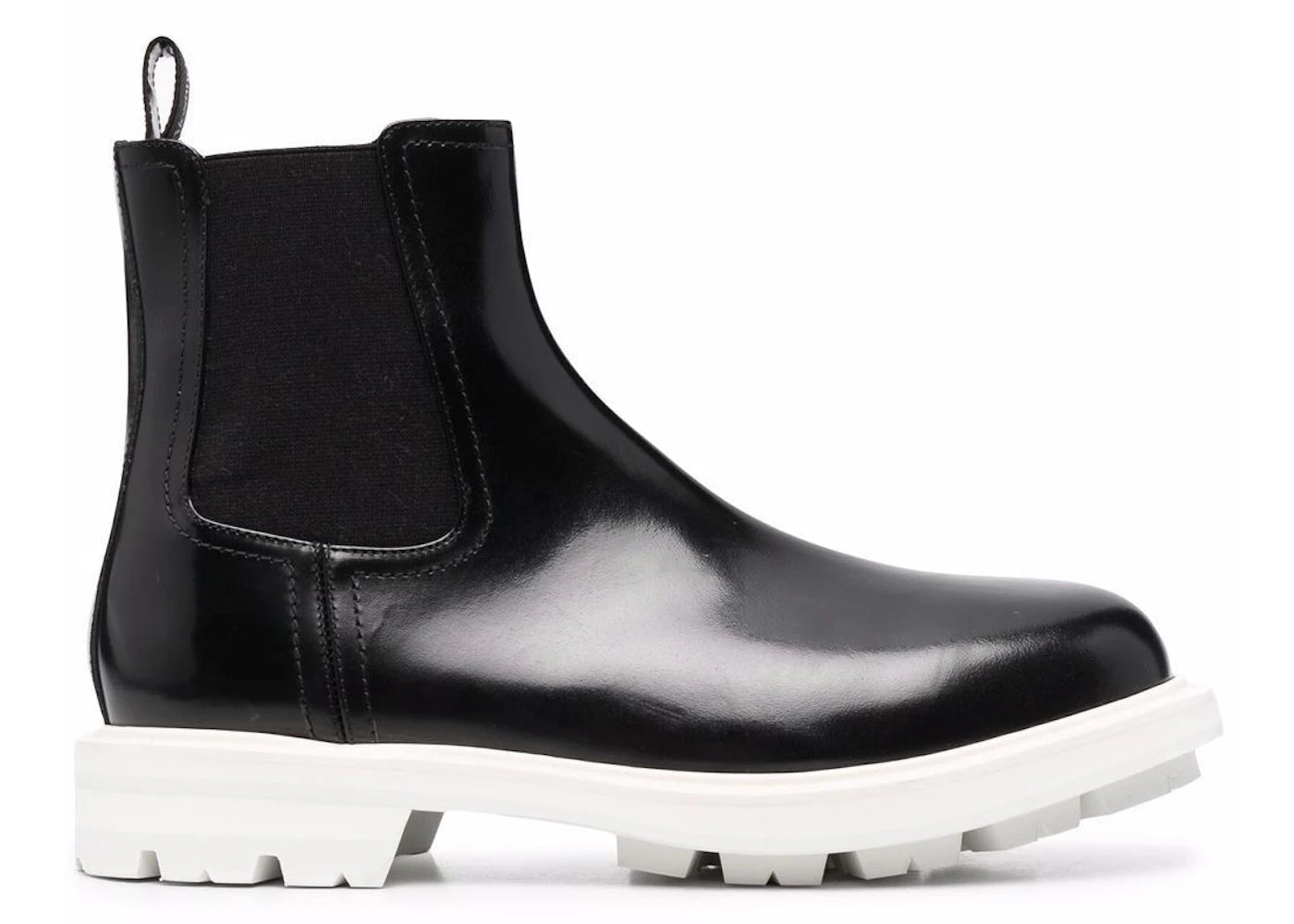 alexander mcqueen leather chelsea boots black white