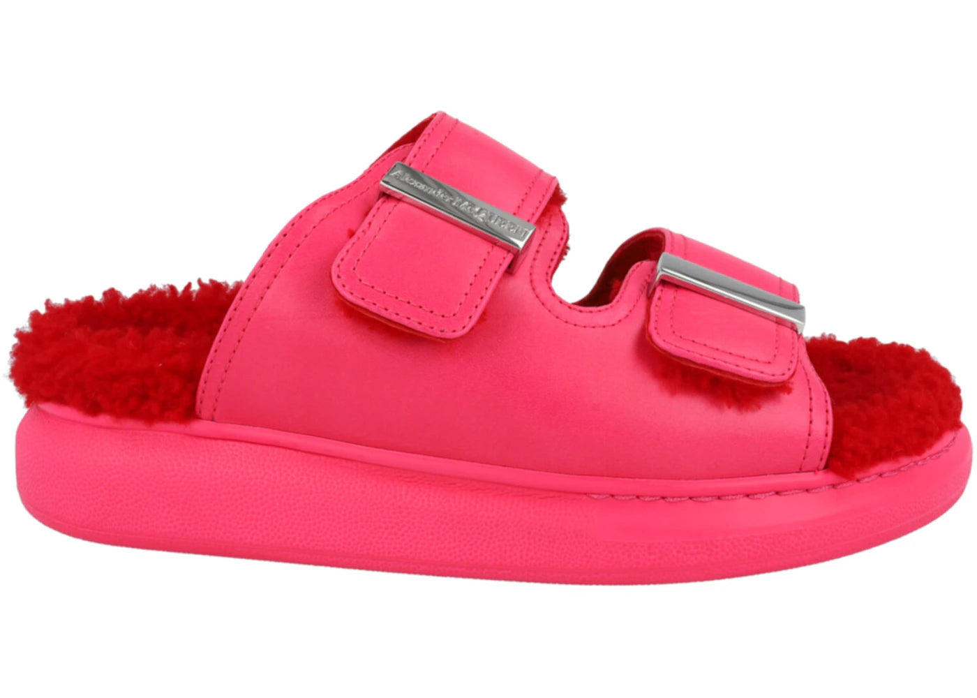 alexander mcqueen oversized hybrid slides pink silver (women's)