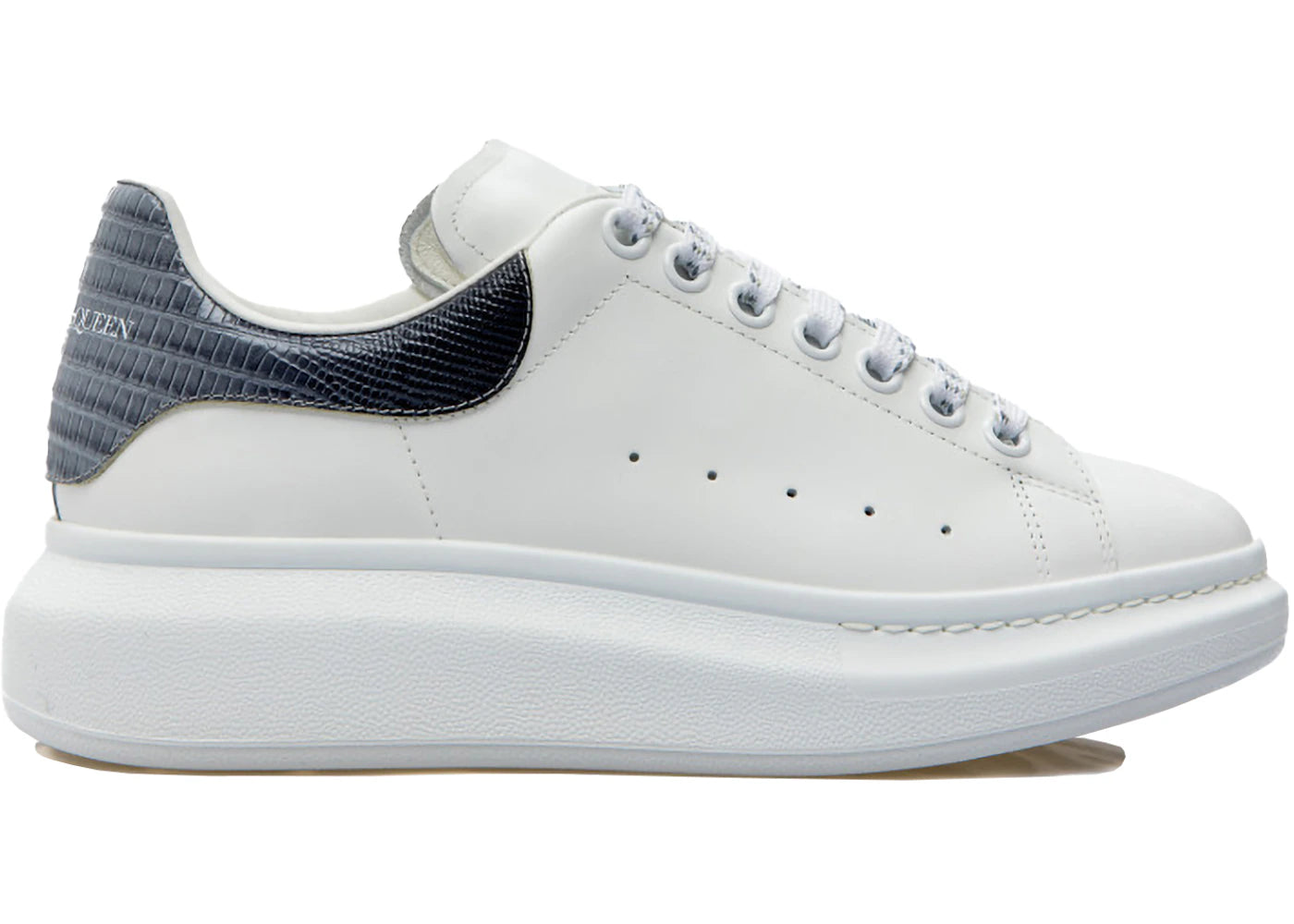 alexander mcqueen oversized white black silver croc