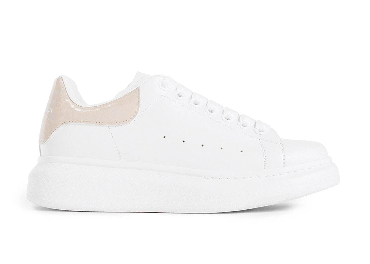 alexander mcqueen oversized white light pink croc (women's)
