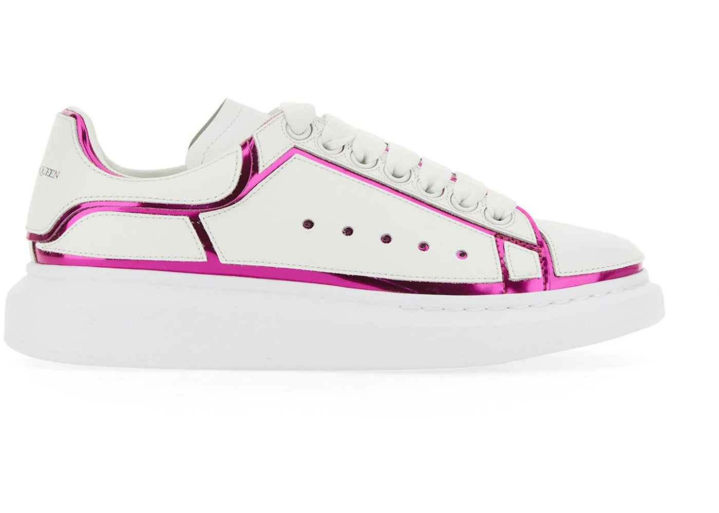 alexander mcqueen oversized white printer pink trim (women's)