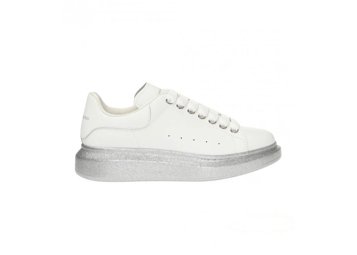 alexander mcqueen oversized white silver glitter sole (women's)