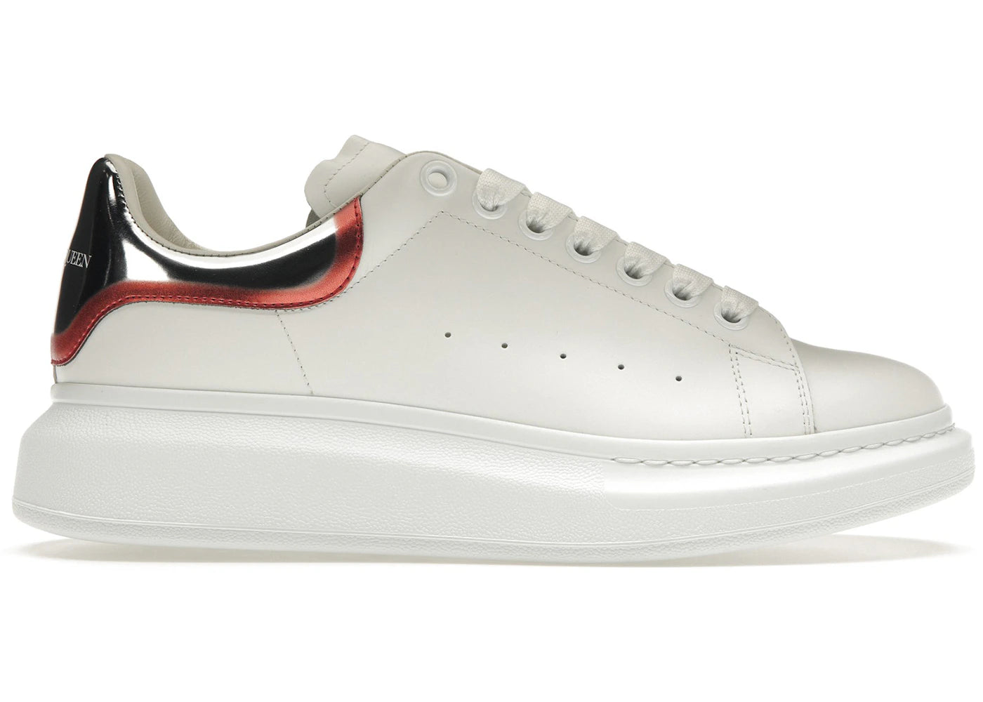 alexander mcqueen oversized white silver red metallic