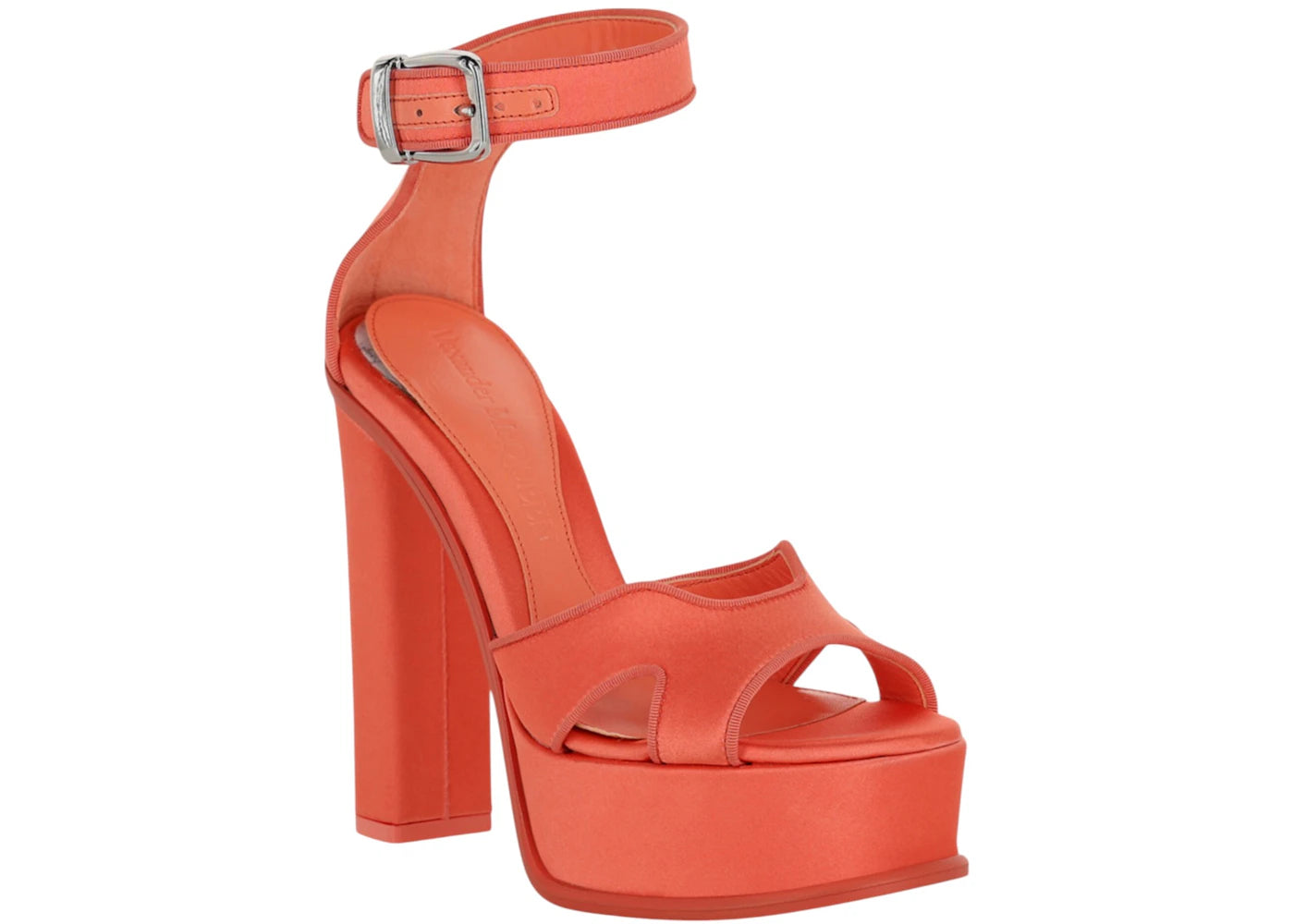 alexander mcqueen satin platform heels apricot (women's)
