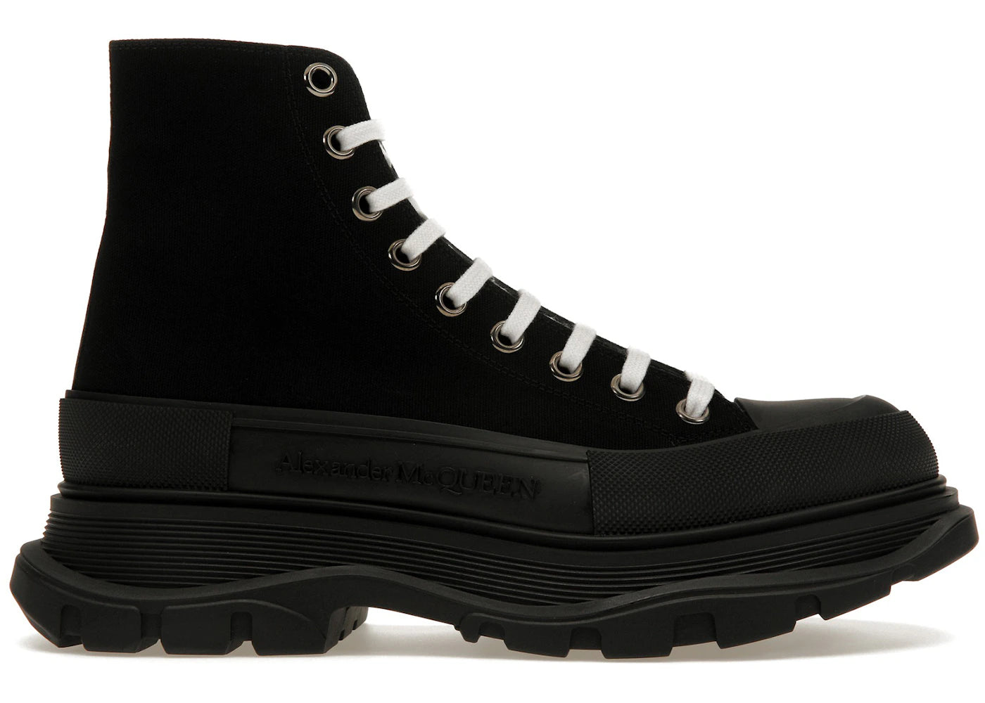 alexander mcqueen tread slick boot black black white