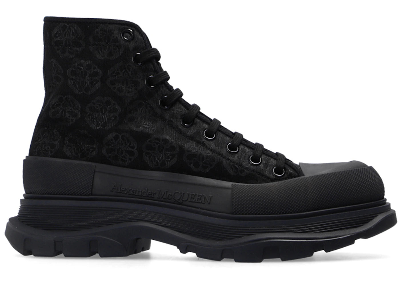 Alexander Mcqueen Tread Slick Boot Black Jacquard Floral