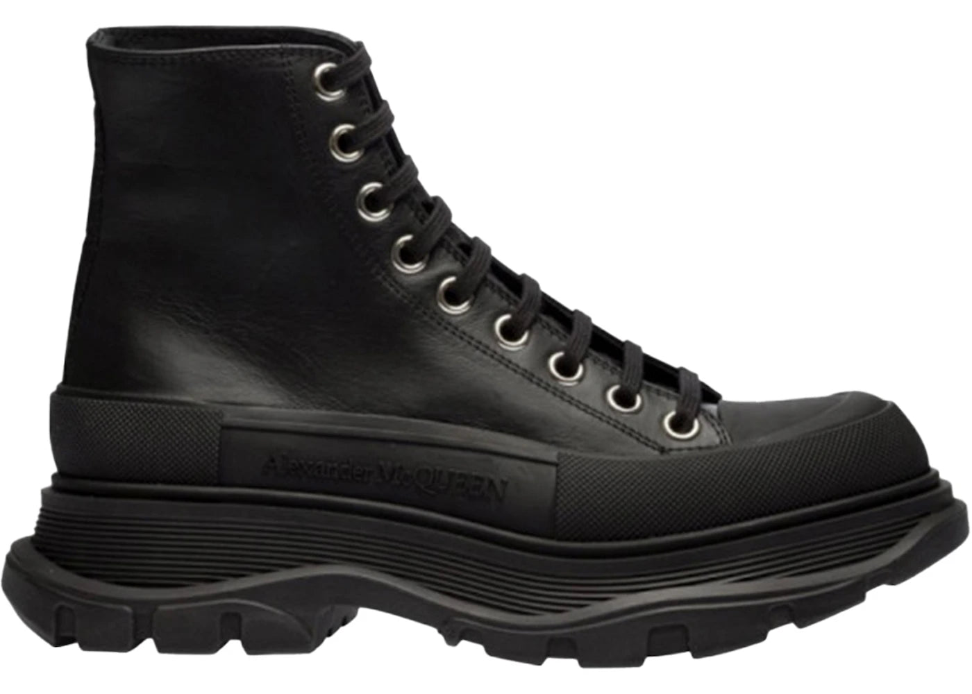 Alexander Mcqueen Tread Slick Boot Leather Black Black (Women'S) UK