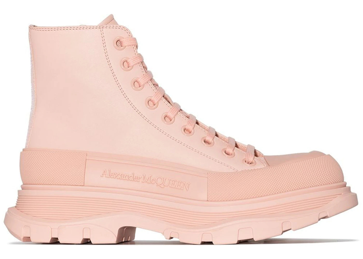 alexander mcqueen tread slick boot pink leather (women's)