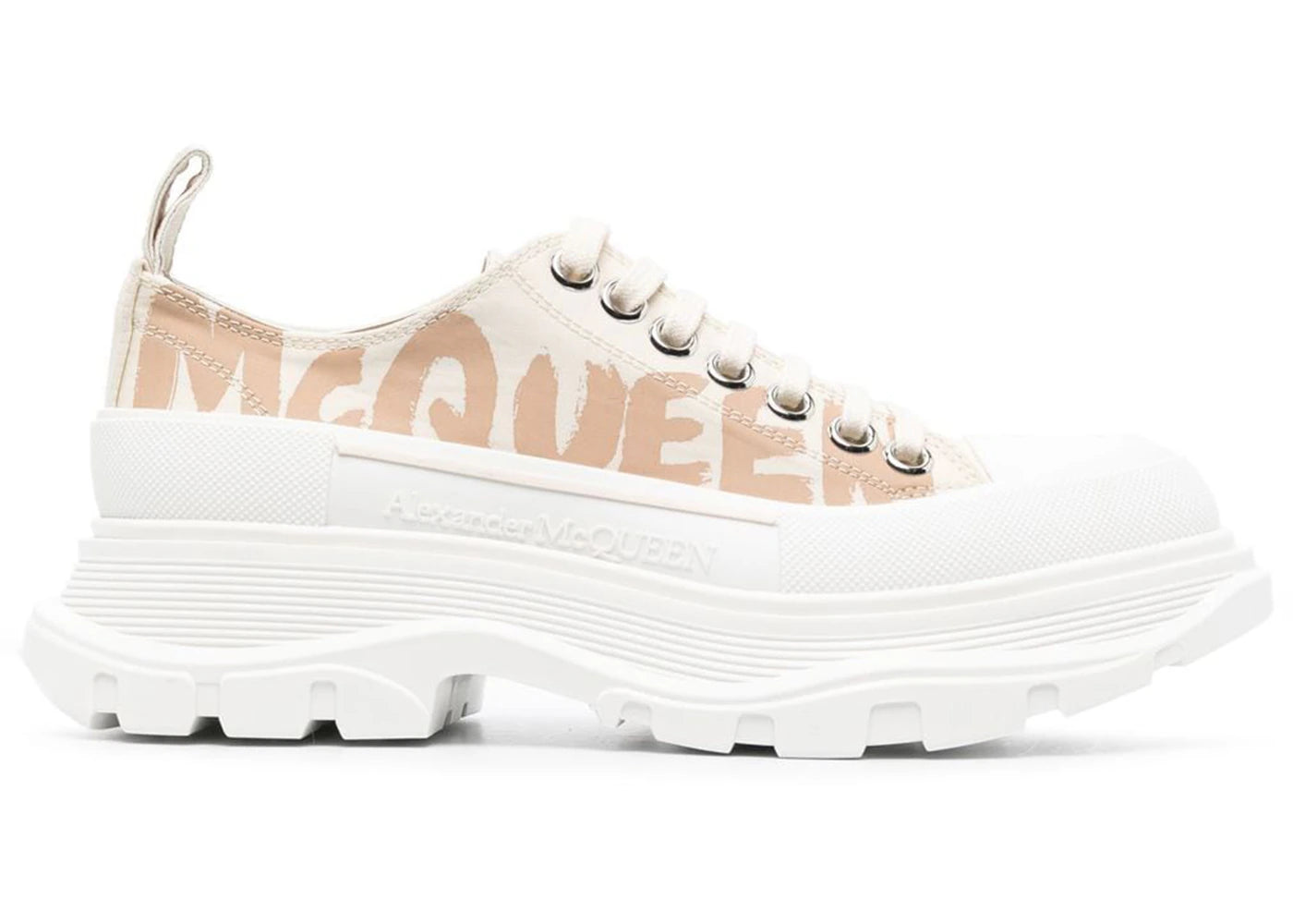 alexander mcqueen tread slick low lace up beige (women's)