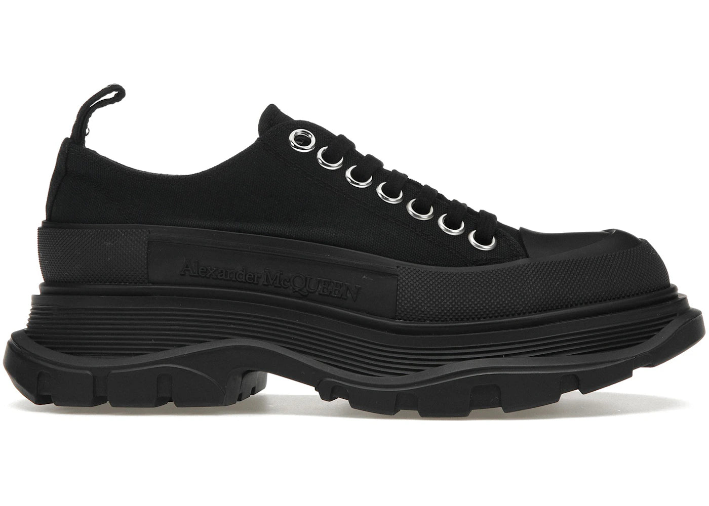 alexander mcqueen tread slick low lace up black (women's)