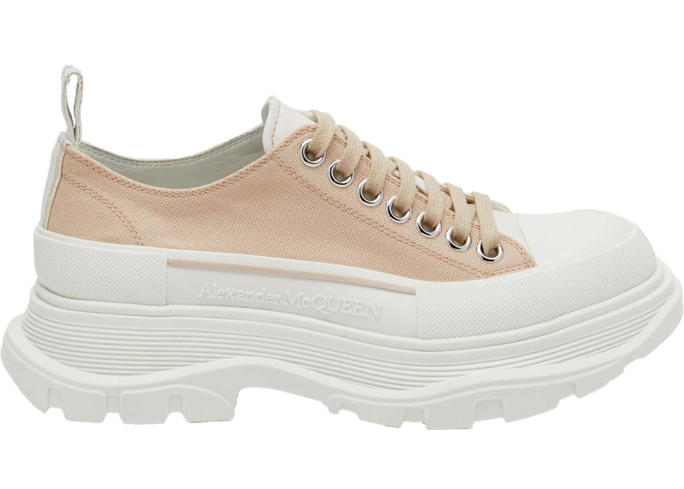 alexander mcqueen tread slick low lace up blush bone (women's)
