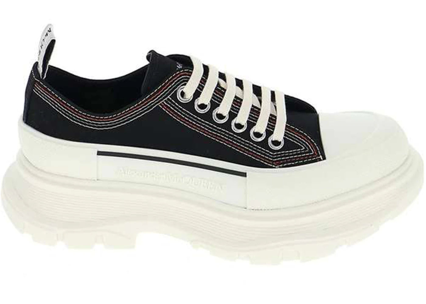 alexander mcqueen tread slick lace up boot denim black (women's)