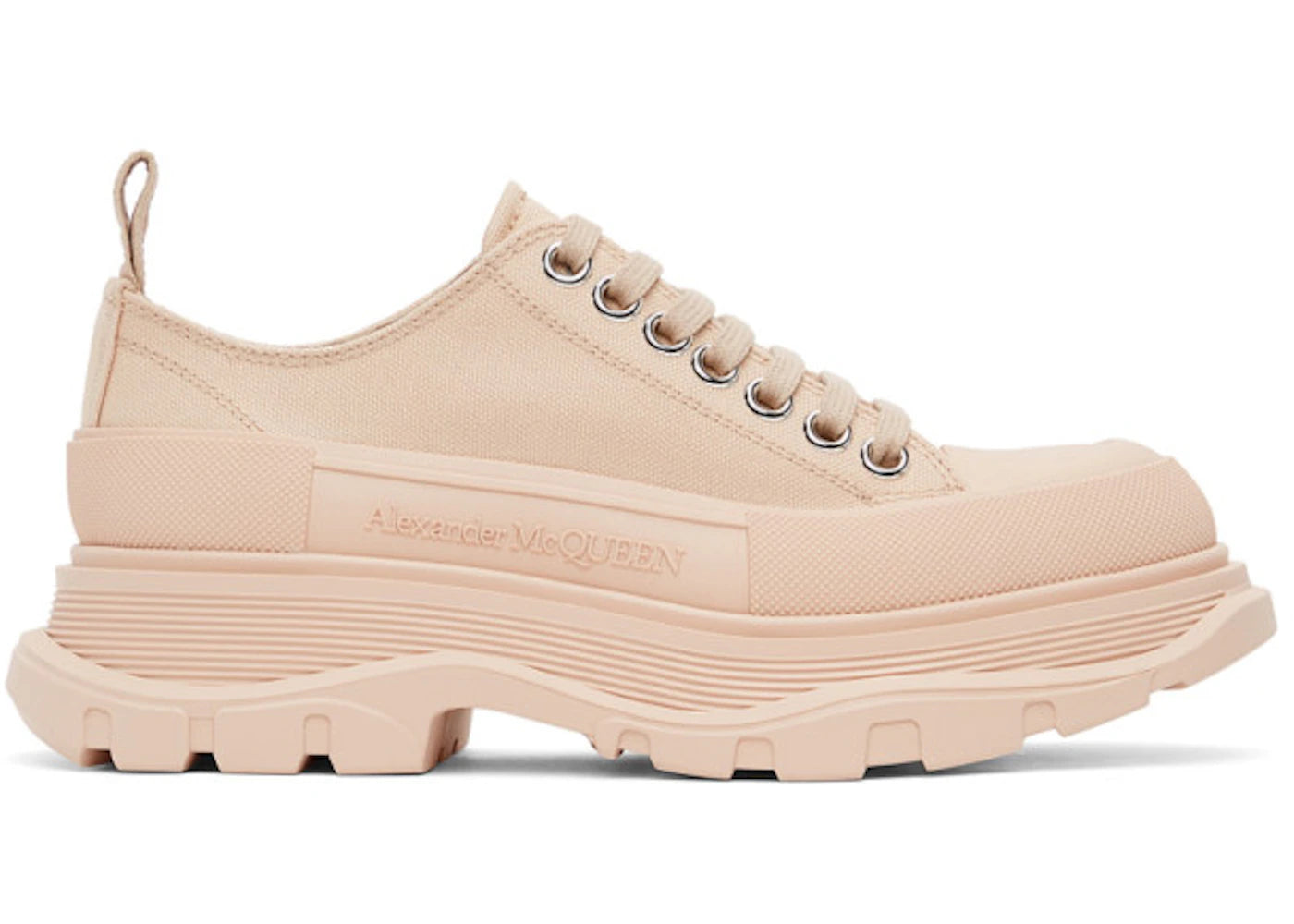 alexander mcqueen tread slick low lace up peach (women's)