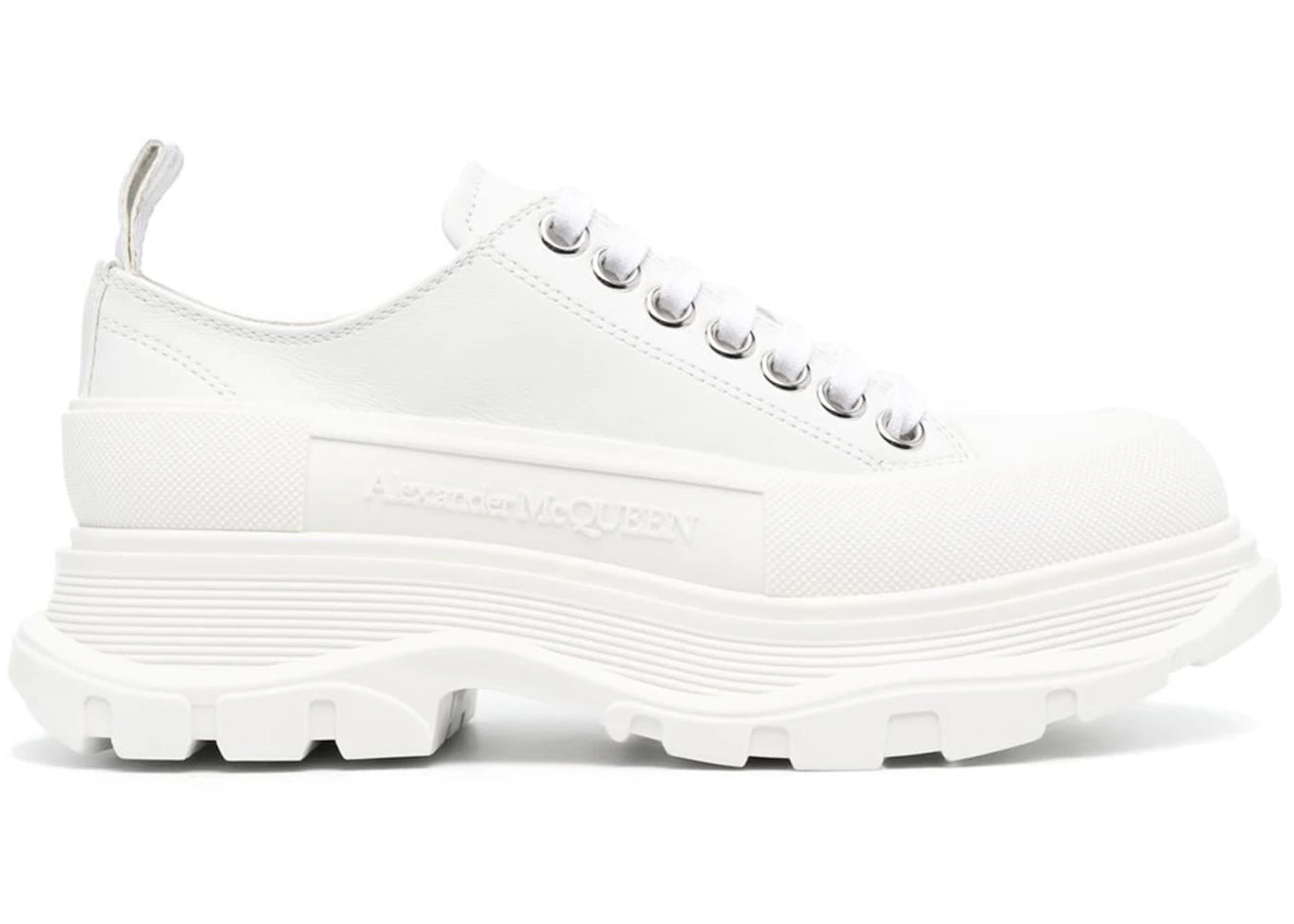 Alexander Mcqueen Tread Slick Low Lace Up White Leather (Women'S)