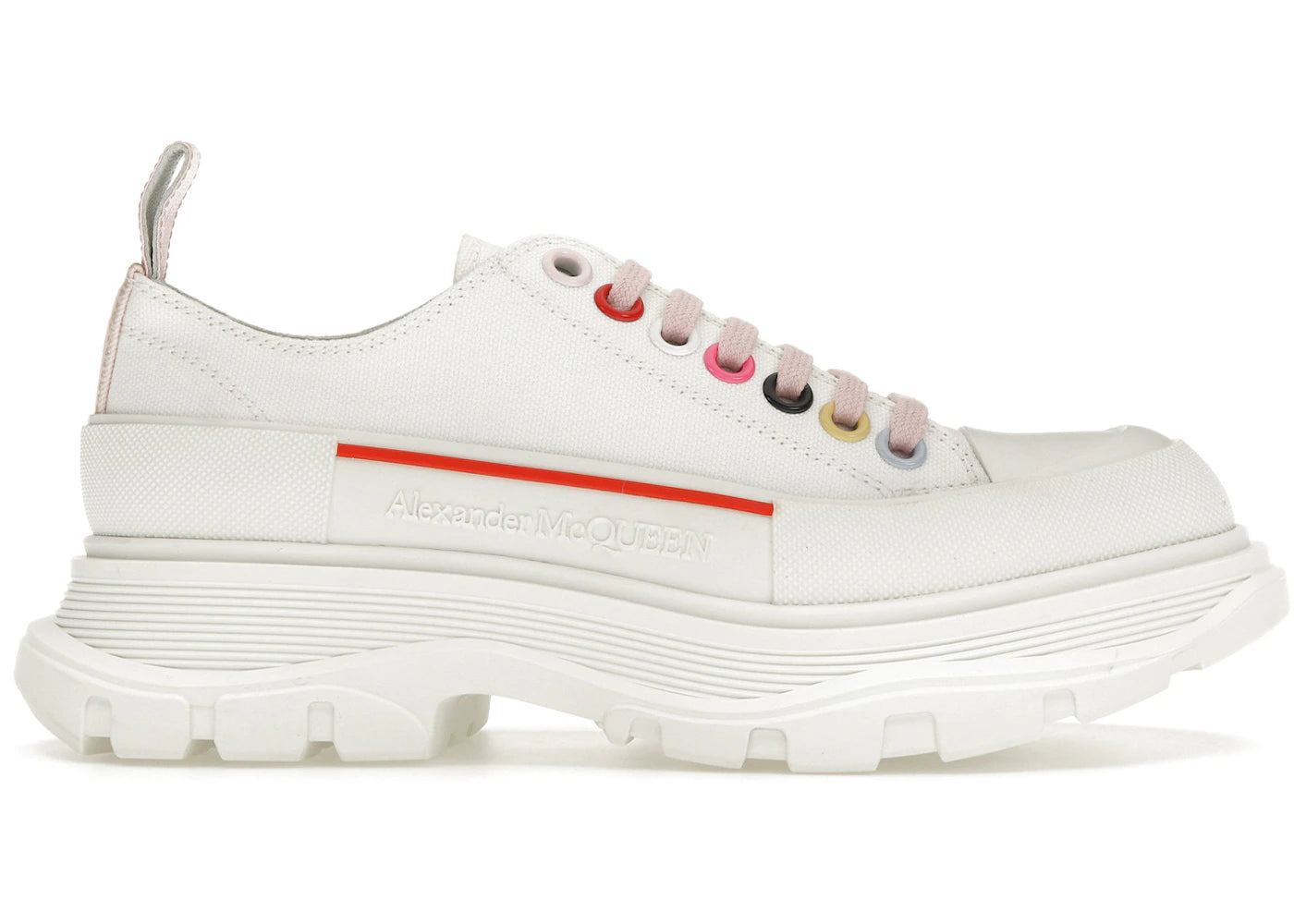 alexander mcqueen tread slick low lace up white multi (women's)