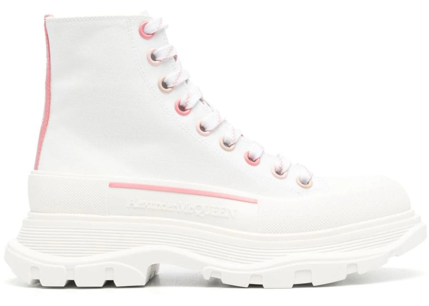 Alexander Mcqueen Tread Slick Low Lace Up White Pink (Women'S)