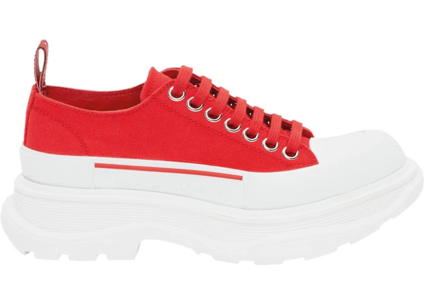 alexander mcqueen tread slick low lace up white red