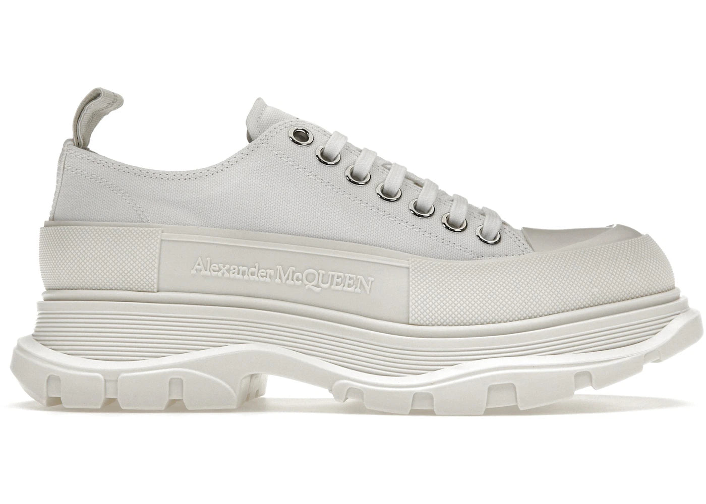 alexander mcqueen tread slick low lace up white white