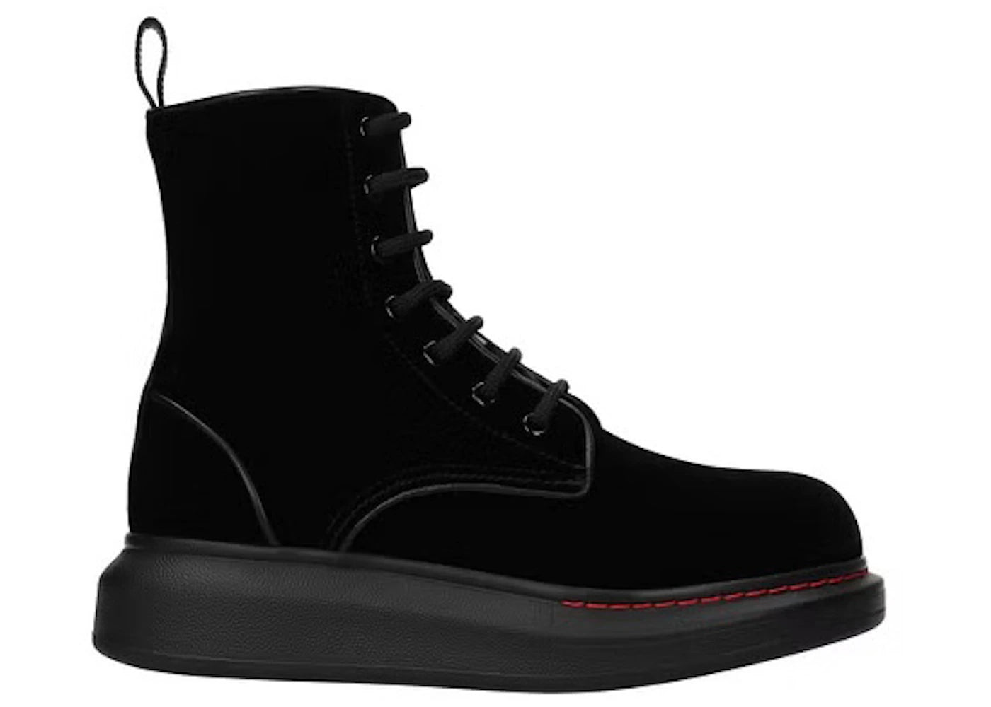 alexander mcqueen hybrid lace up boot velvet black (women's)