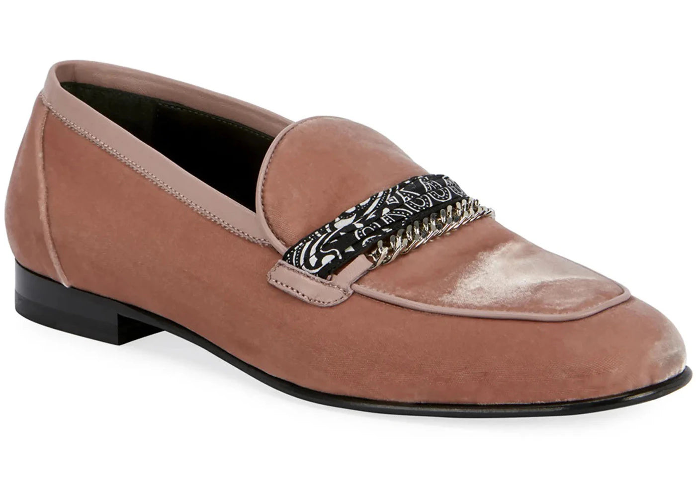 amiri bandana chain loafers salmon velvet