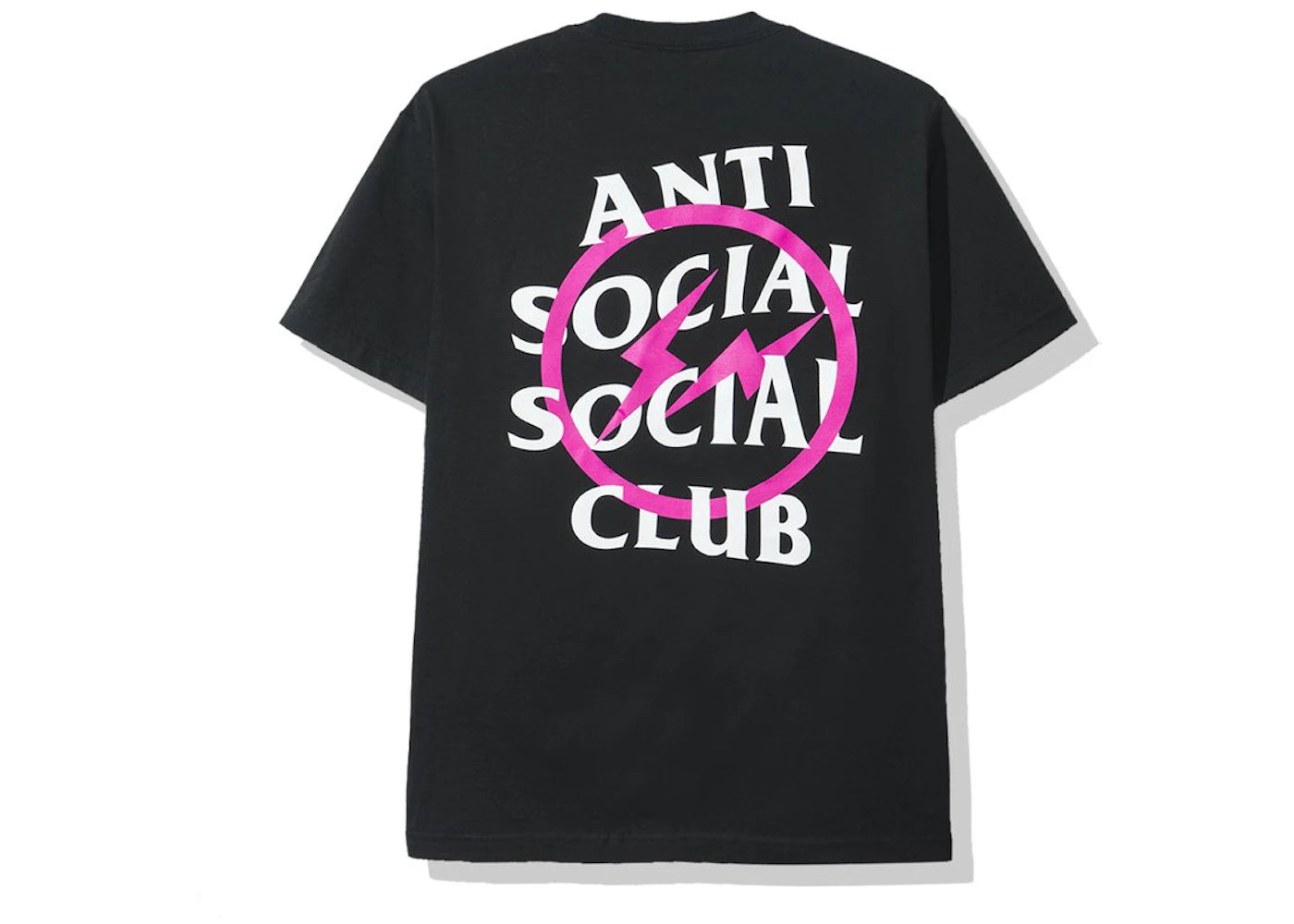 anti social social club x fragment pink bolt tee (fw19) black