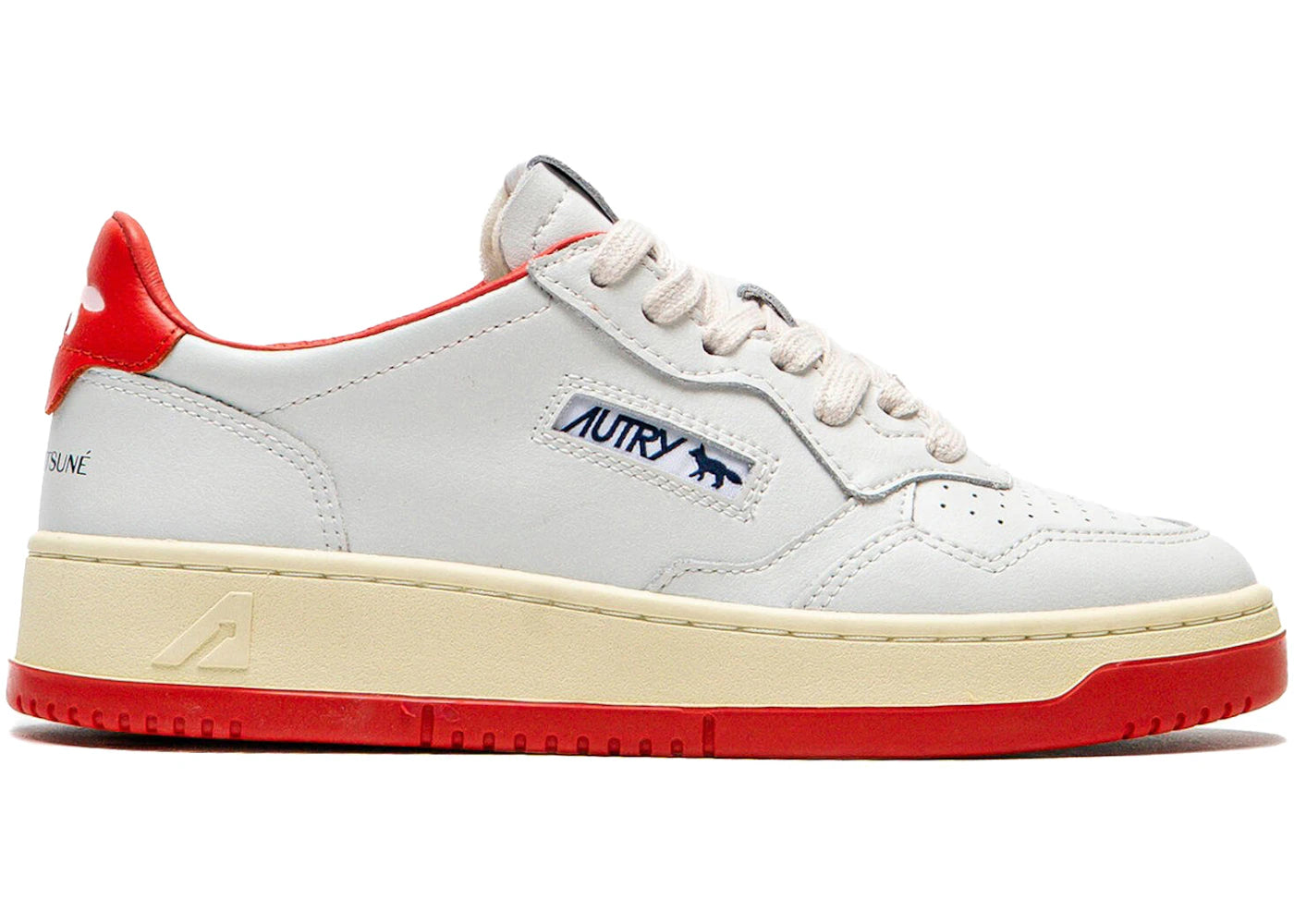 Autry Medalist Leather Low Maison Kitsuné White Red (Women'S)