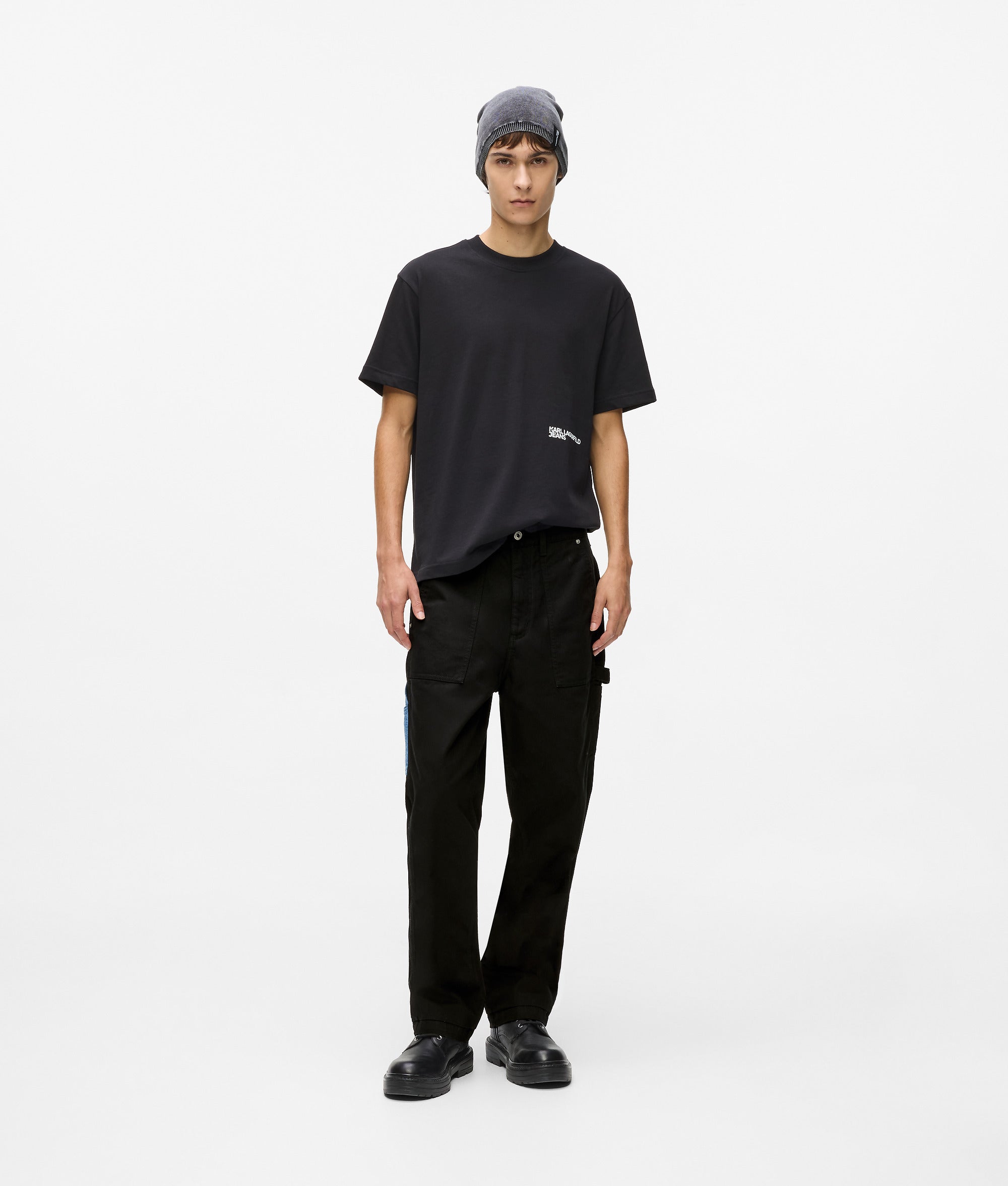 Karl Lagerfeld Denim Pocket Carpenter Pants Washed Blue-Black