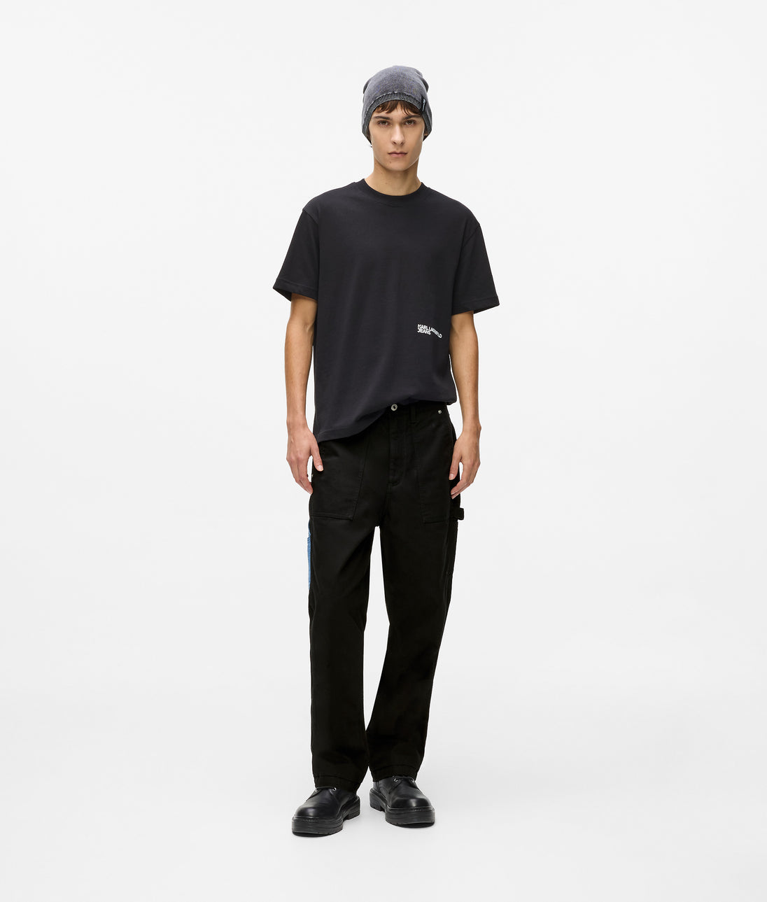 Karl Lagerfeld Denim Panel Overshirt Washed Blue-Black