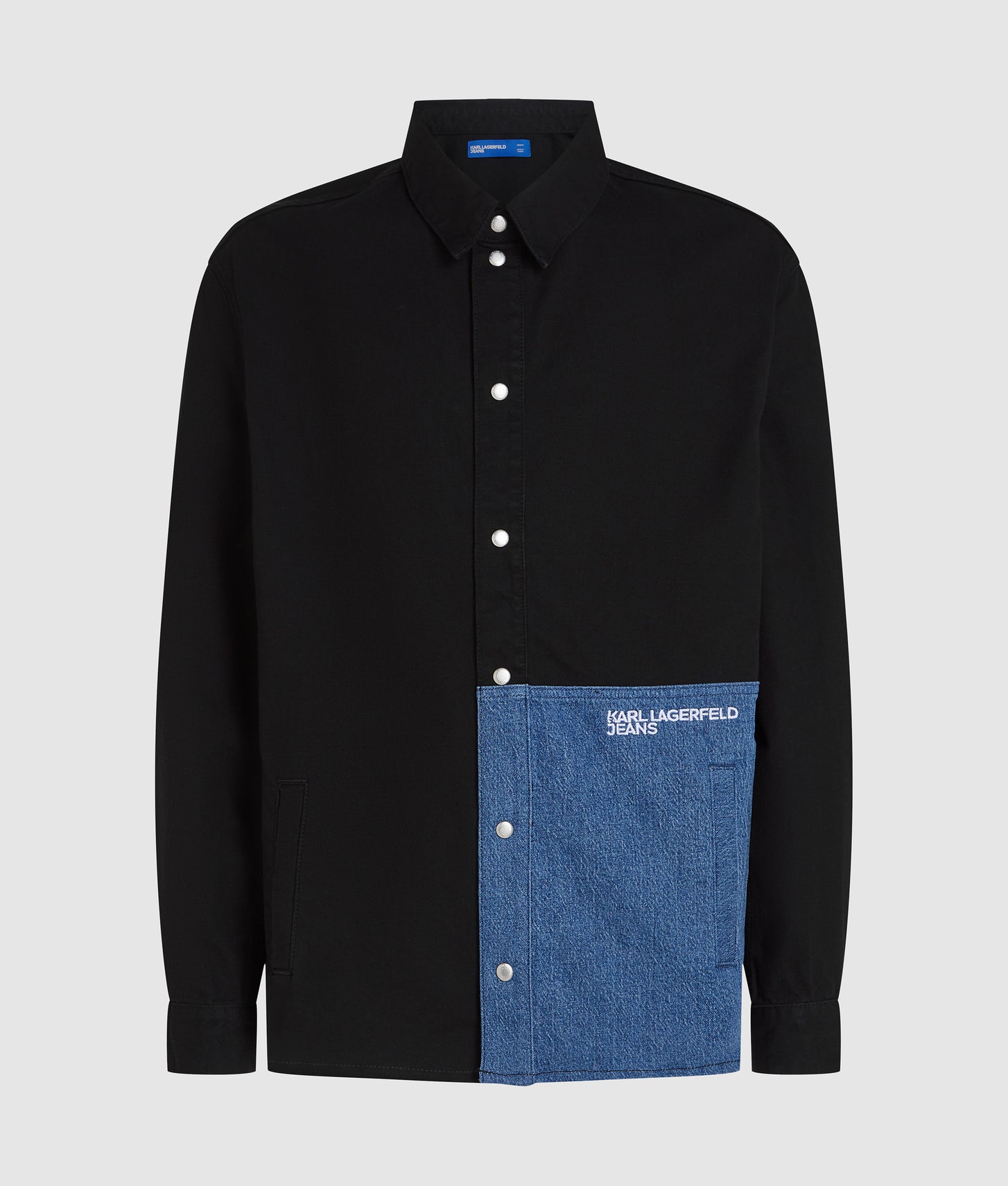 Karl Lagerfeld Denim Panel Overshirt Washed Blue-Black