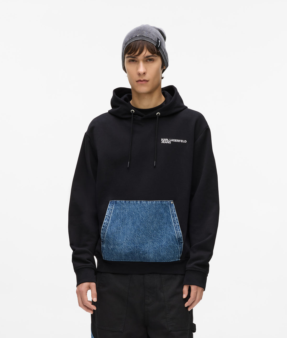 Karl Lagerfeld Denim Panel Overshirt Washed Blue-Black
