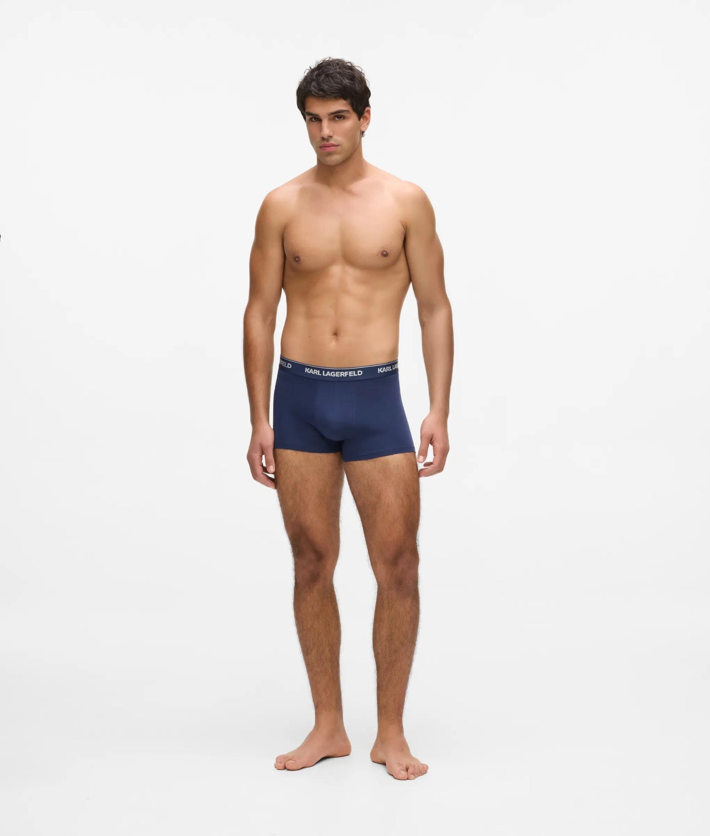 Karl Lagerfeld Metallic Logo Trunks – 3 Pack Medieval Blue