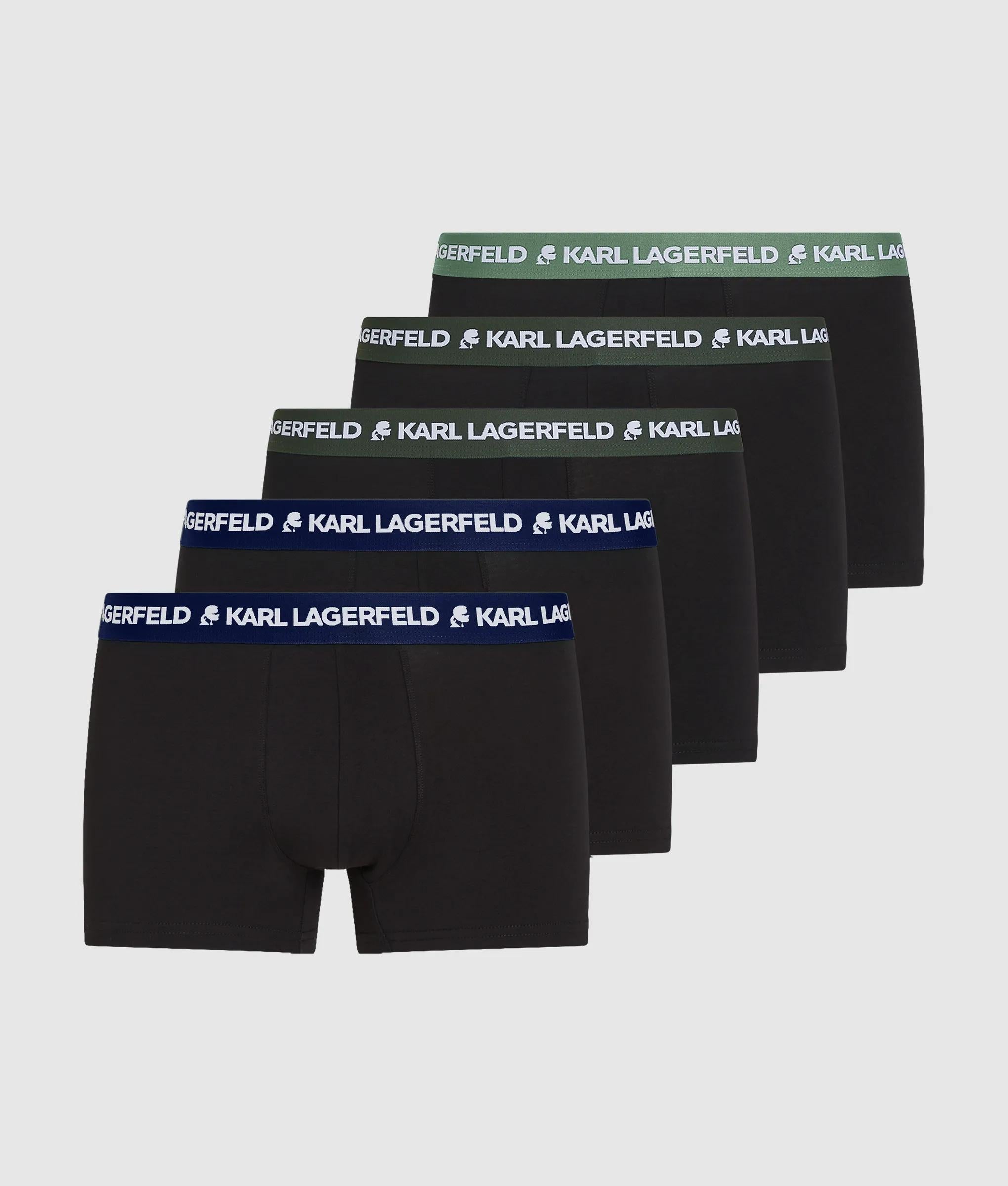 Karl Lagerfeld Contrast Waistband Trunks – 5 Pack Forest-Dill-Medieval
