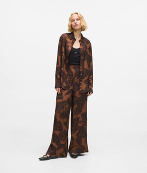 Karl Lagerfeld Fan Print Shirt Graphic Fan Friar Brown