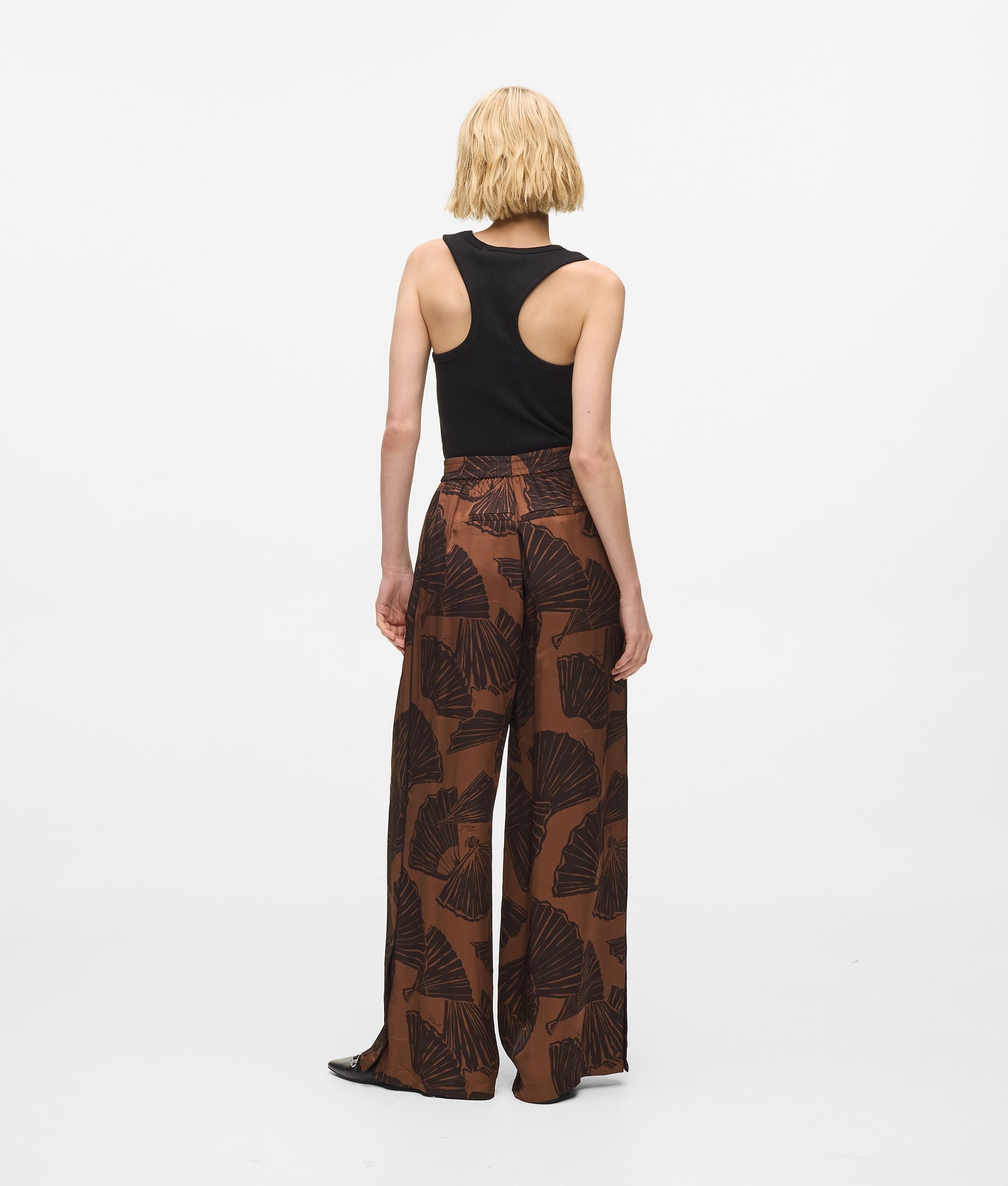 Karl Lagerfeld Fan Print Pants Graphic Fan Friar Brown