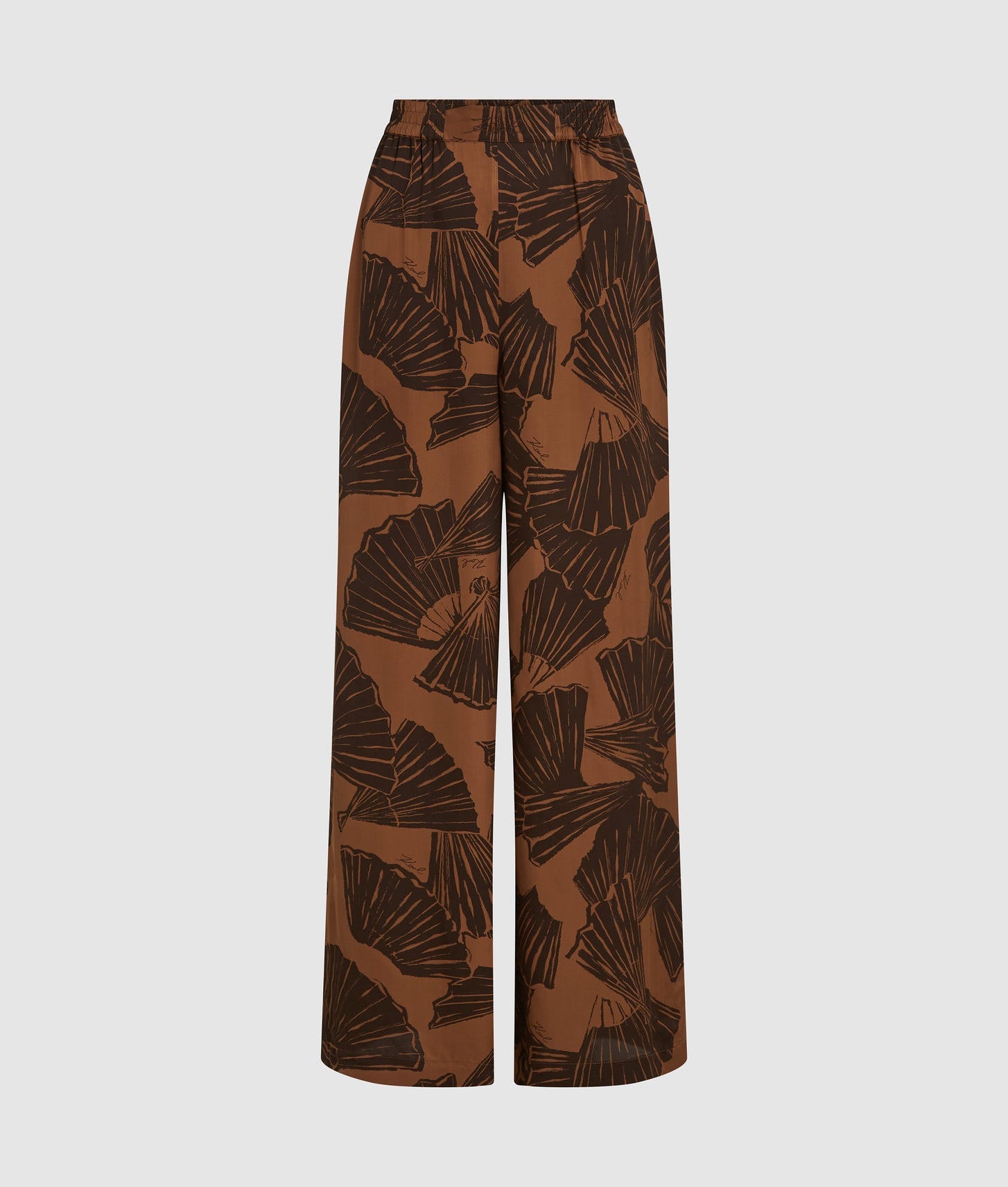 Karl Lagerfeld Fan Print Pants Graphic Fan Friar Brown