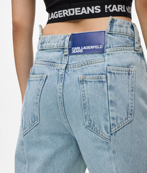 KarlLagerfeld Large High-Shine Denim Hobo Bag Silver Coated Denim