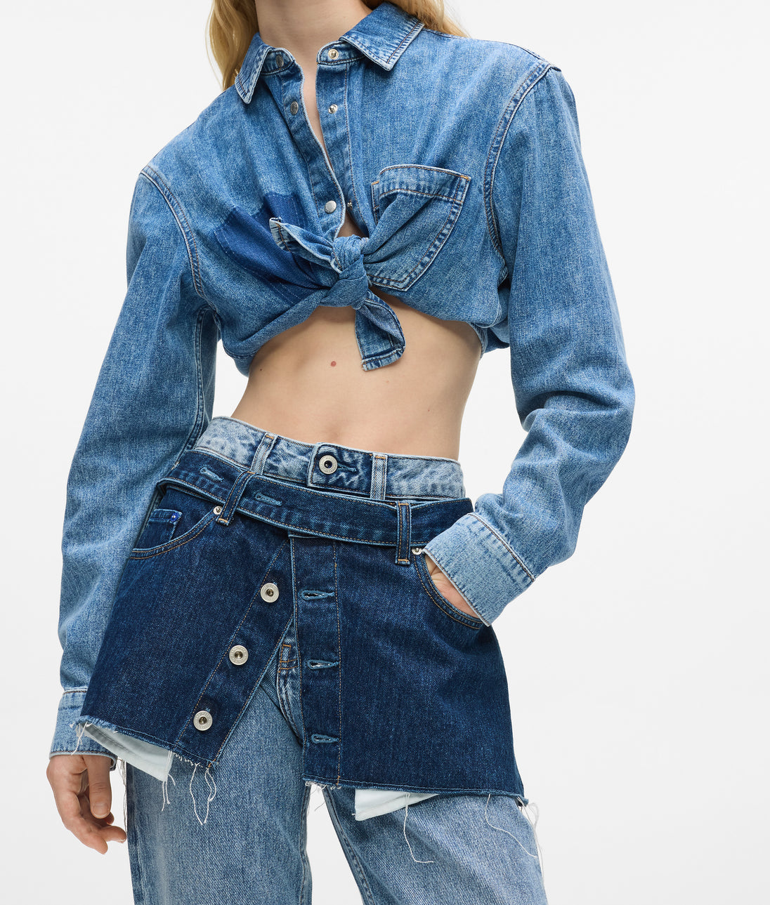 Karl Lagerfeld Boxy Denim Shirt Mid Blue