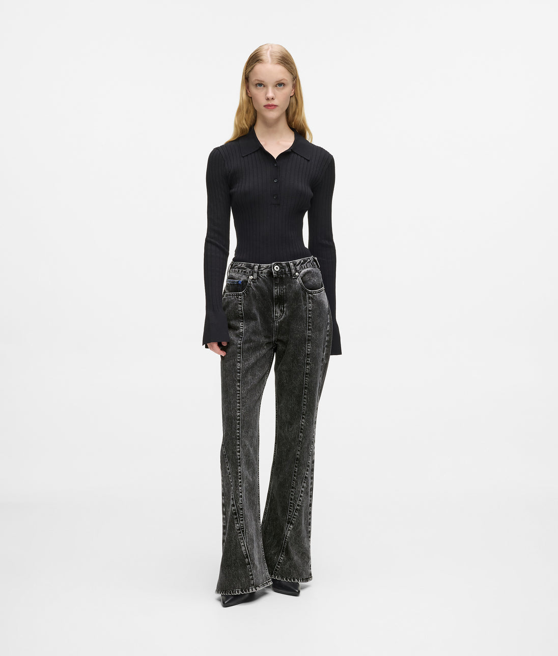 Karl Lagerfeld Tie Back Shirt Washed Black
